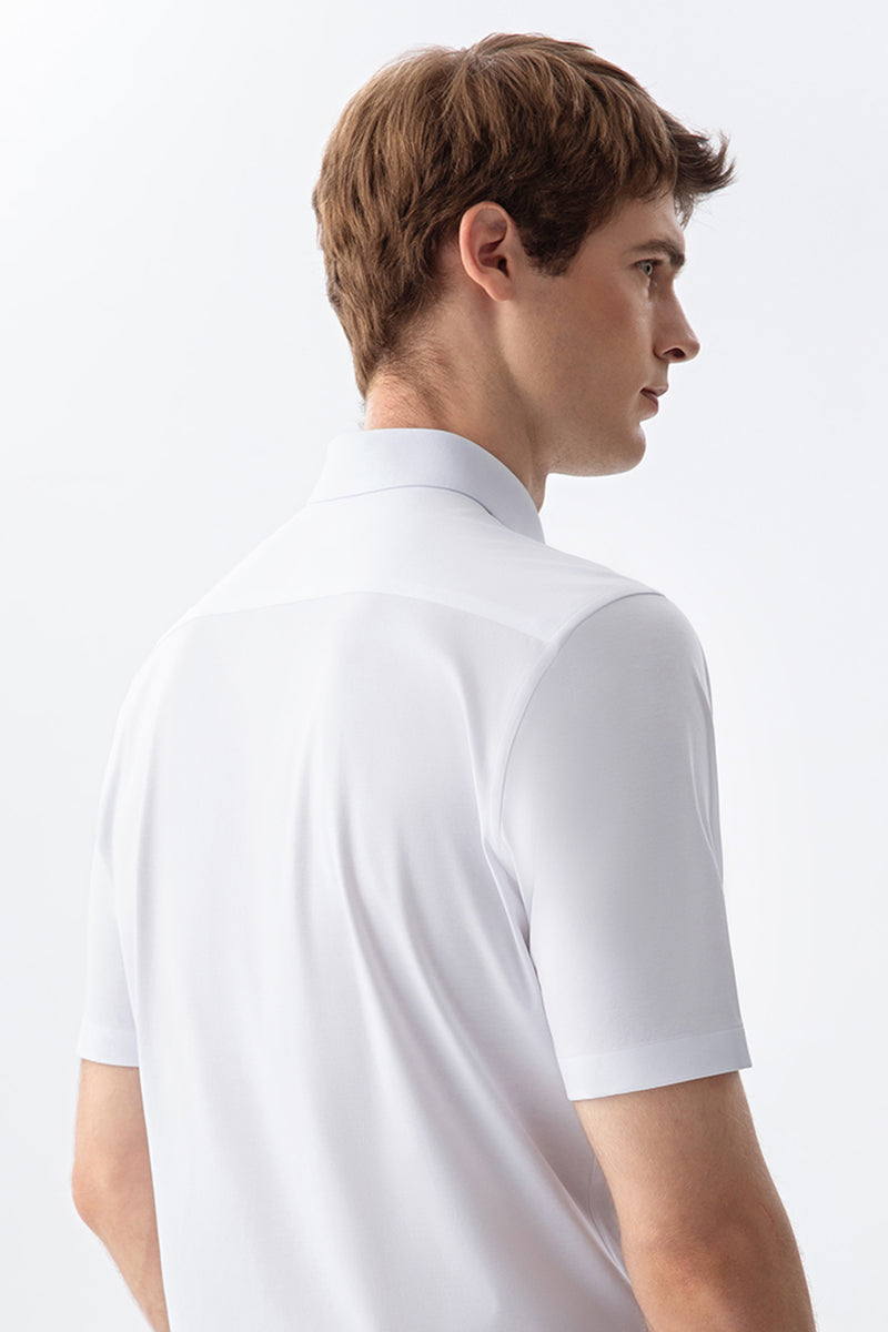 Non-Iron Stretch Supima White Short Sleeve Shirt-OWN DREAM Shirts