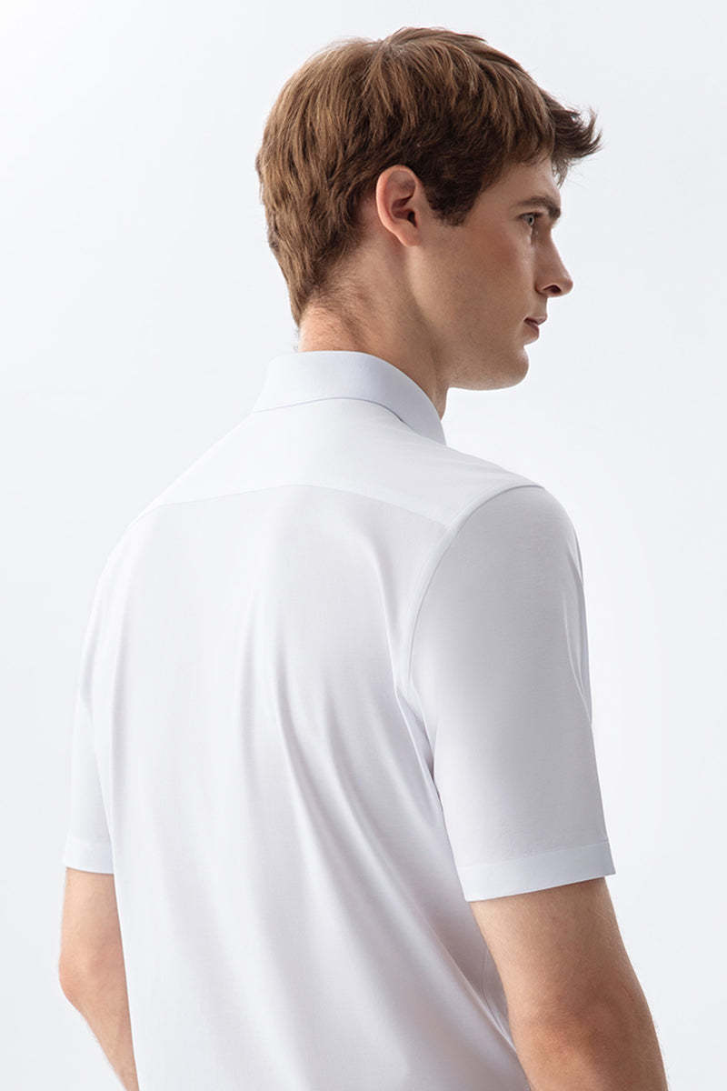 Non-Iron Stretch Supima White Short Sleeve Shirt-OWN DREAM Shirts