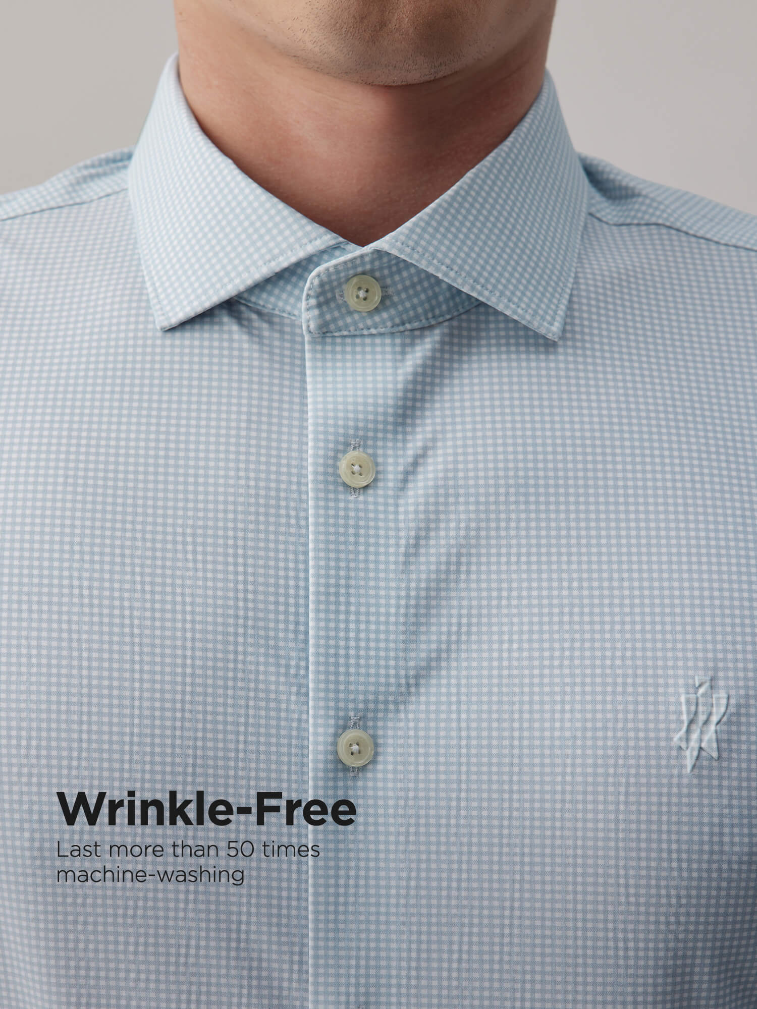 Glacier Gray Blue Check High-Stretch Short-Sleeve Shirt-OWN DREAM