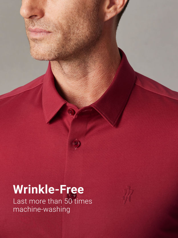 Bordeaux Red Stretch Shirt-Own Dream Shirts-Dress Shirts for Men