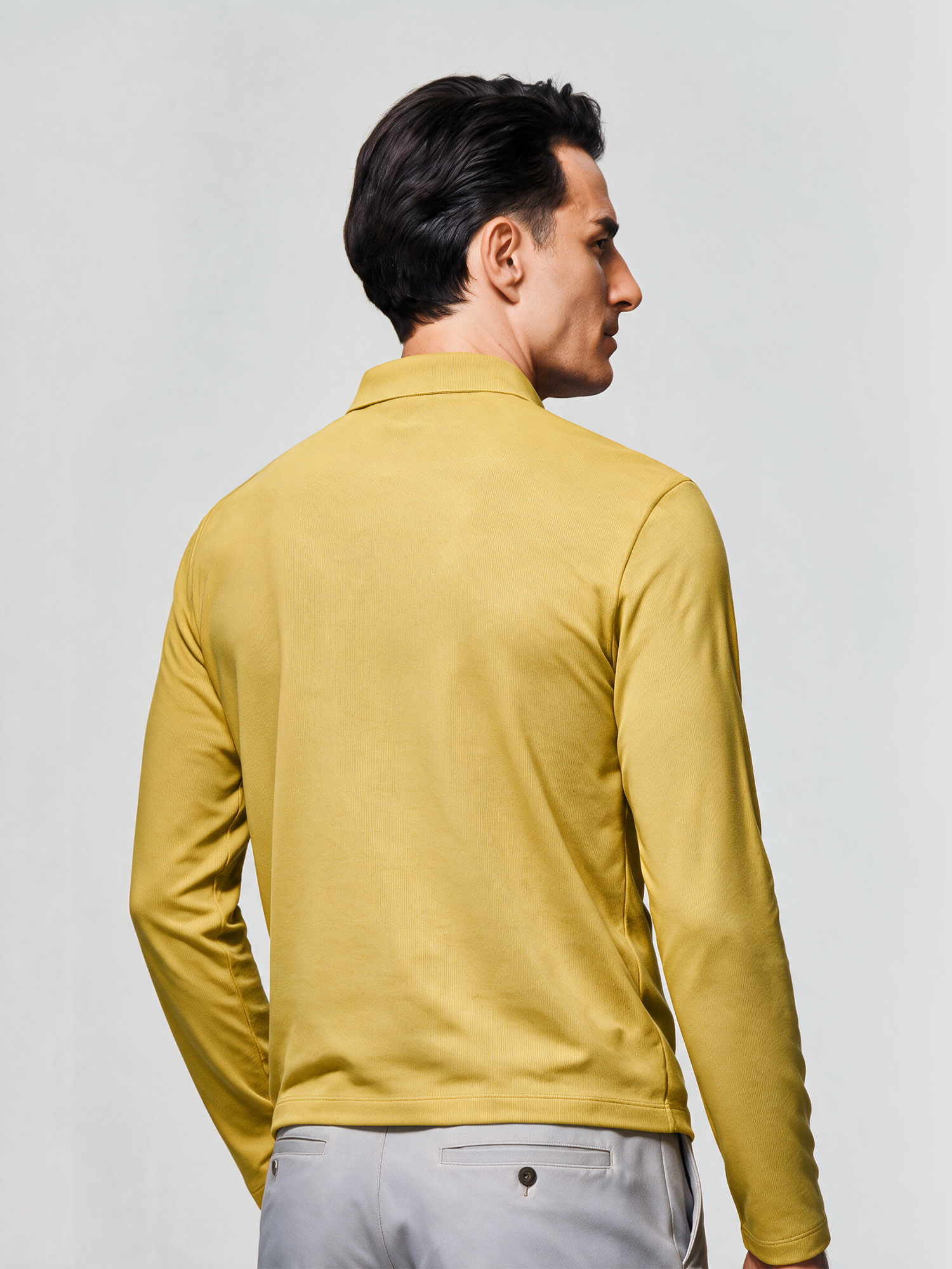 Amber Gold Long-Sleeve Stretch Polo