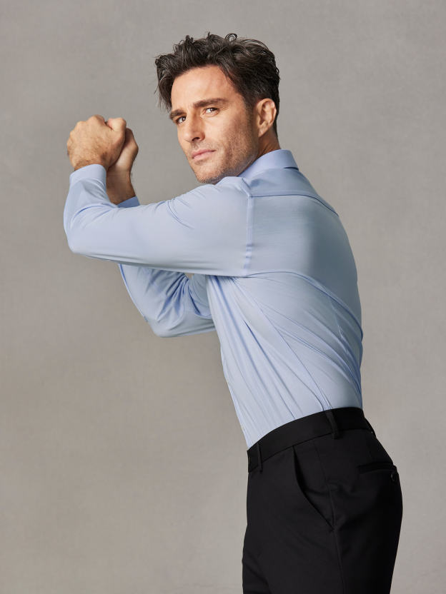 Non-Iron High-Stretch Blue Shirt-Own Dream Shirts-Dress Shirts for Men