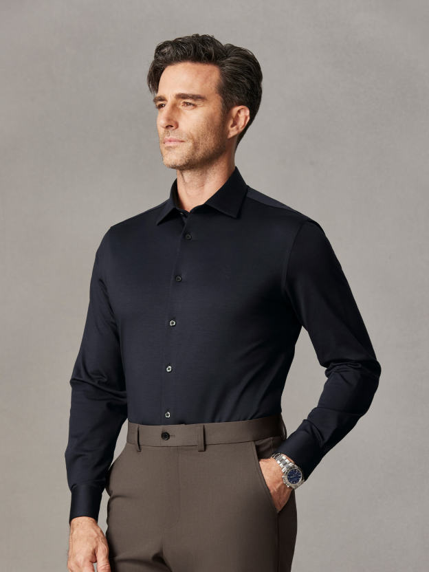 S50 Ice-Glazed Silk Blue​ Shirt​-Own Dream Shirts-Dress Shirts for Men