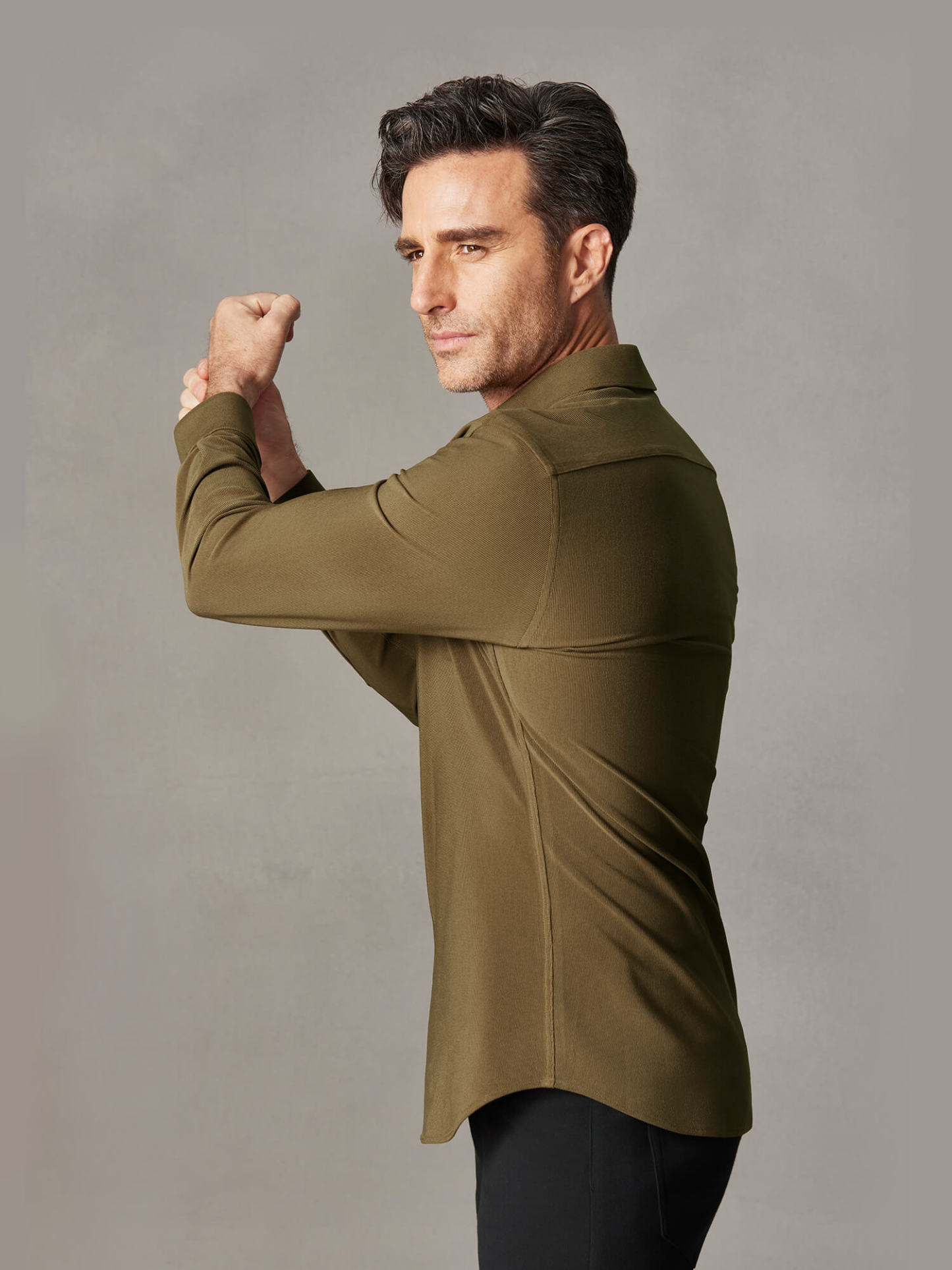 Sunrise Warm Coffee Corduroy Stretch Shirt-Own Dream Shirts-Dress Shirts for Men