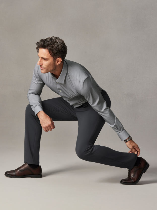 Starship Gray Check Stretch Pants-Own Dream Shirts-Dress Shirts for Men