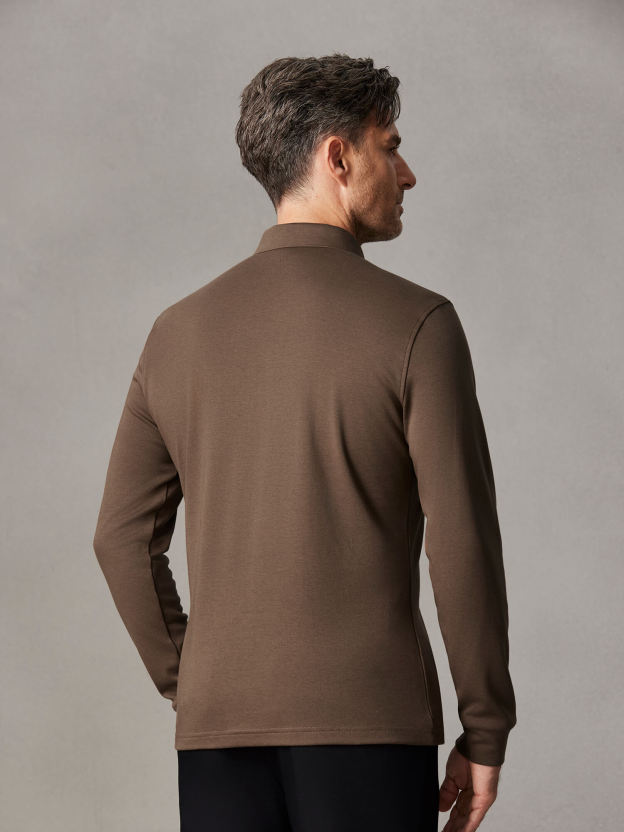 Desert Mocha Long-Sleeve Stretch Polo