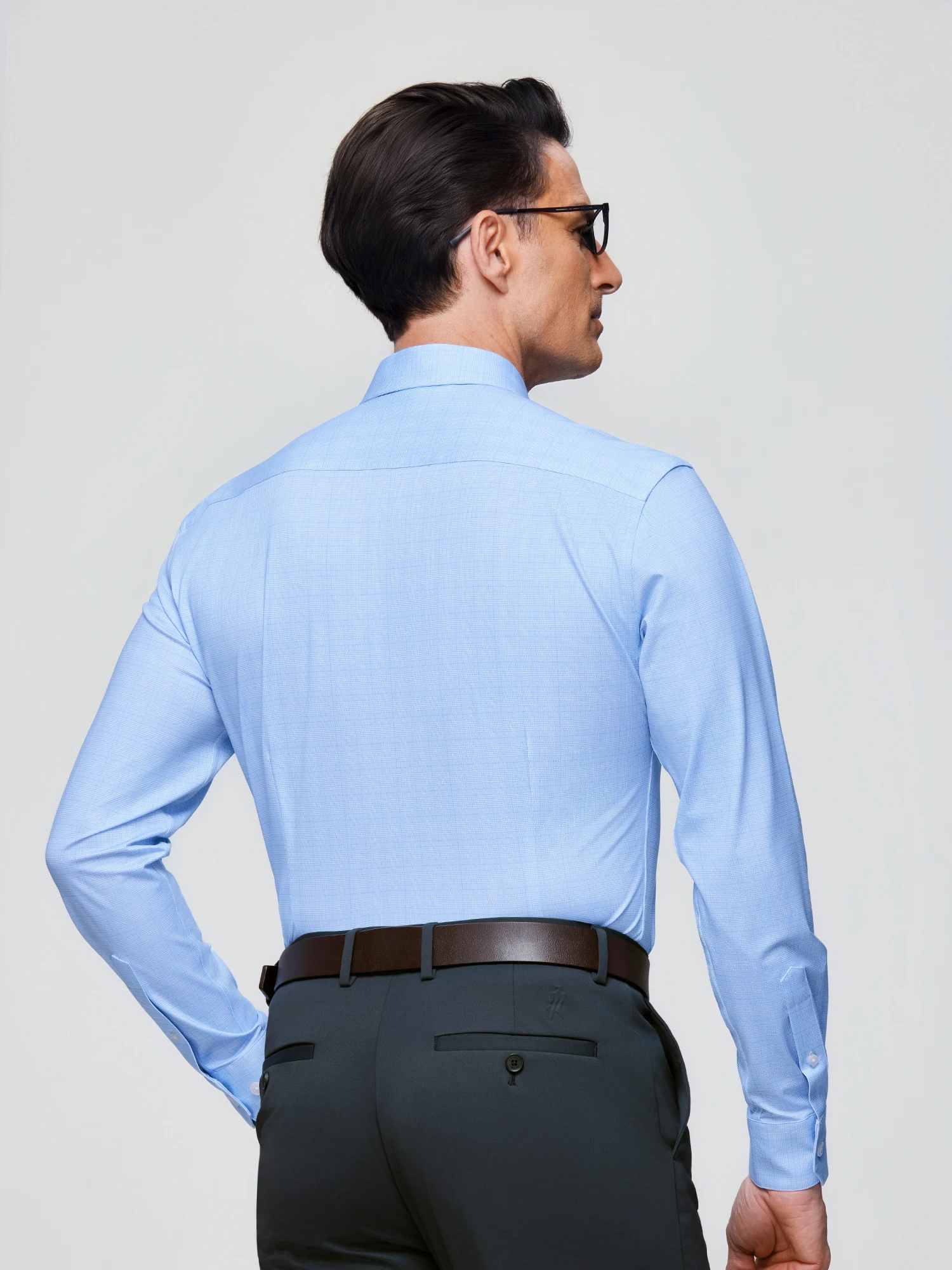 Clear Blue Check Stretch Shirt
