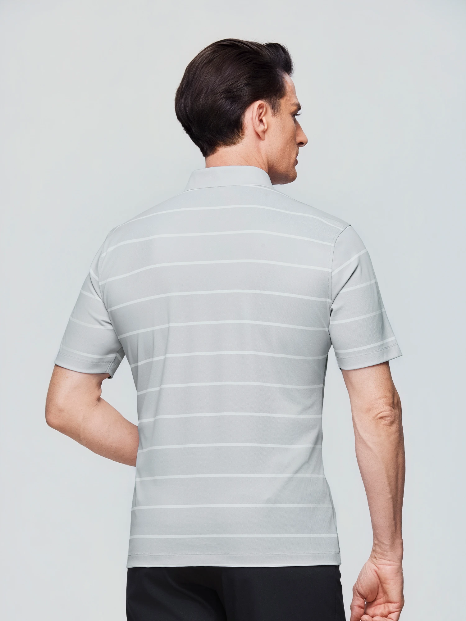 Soft Cloud Gray Stripe Stretch Polo