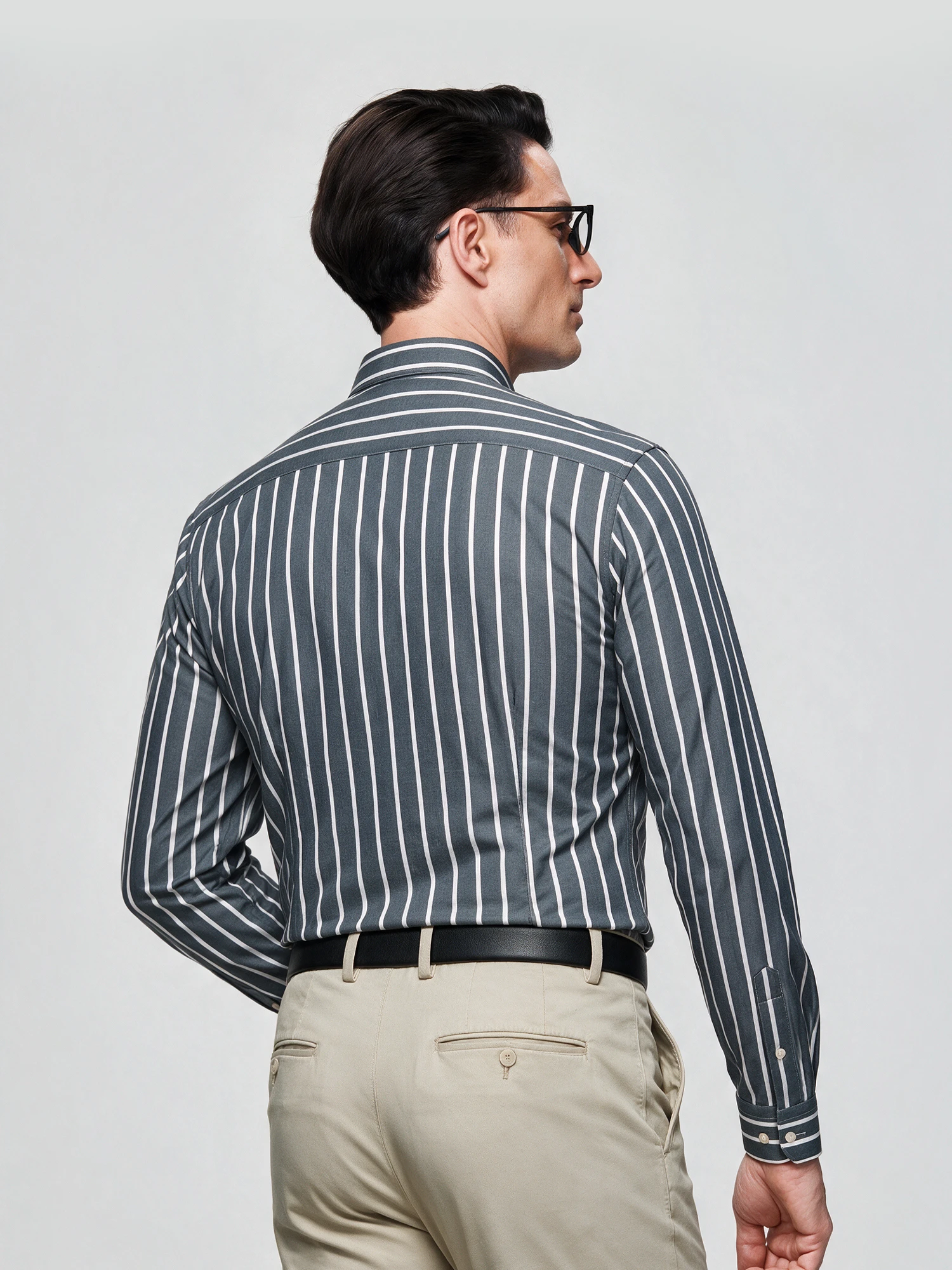 Mist Blue Stripe Stretch Shirt