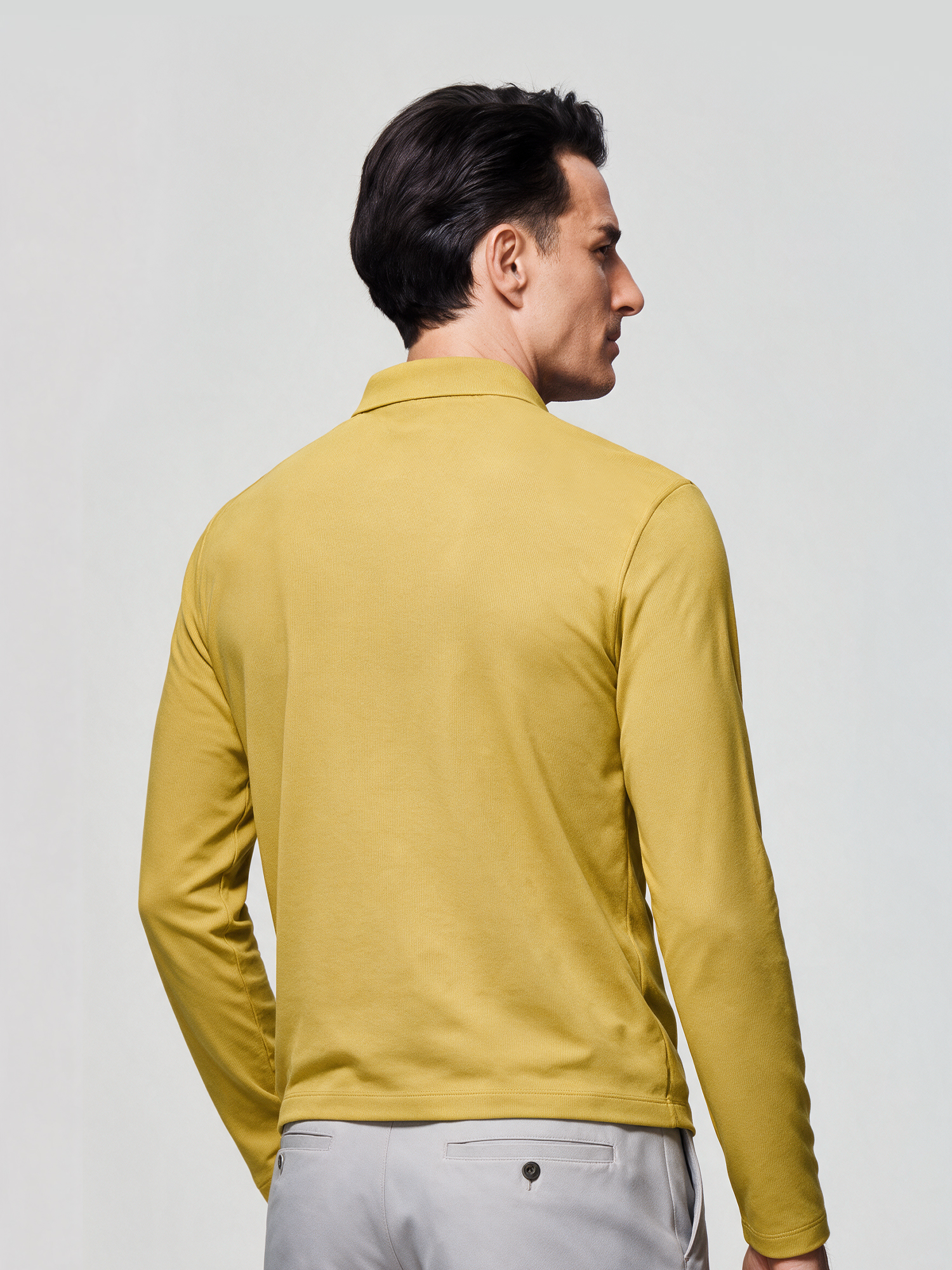 Amber Gold Long-Sleeve Stretch Polo
