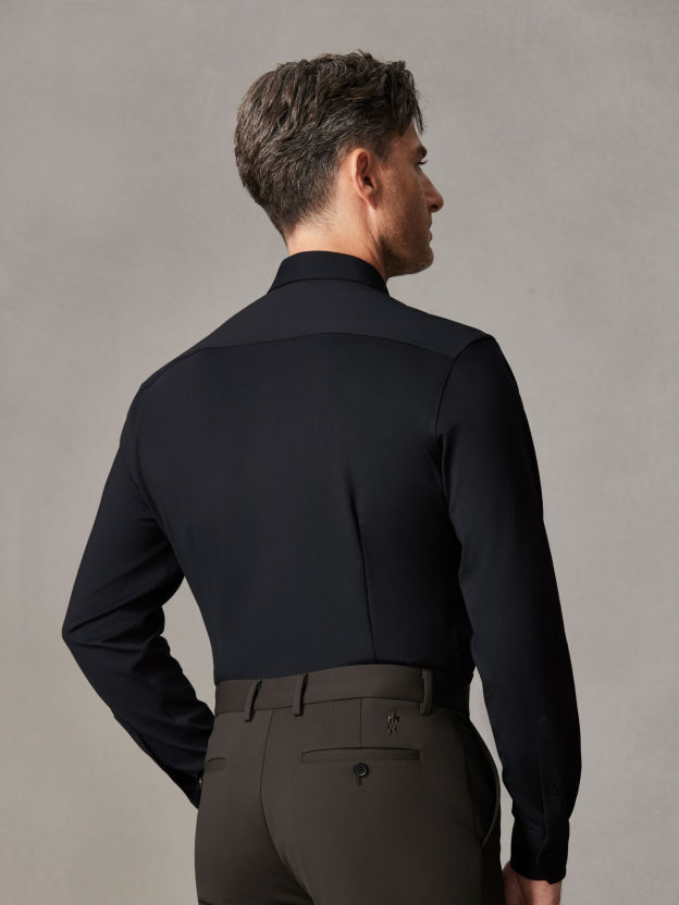 Ocean Teal Wool Check High-Stretch Shirt-Own Dream Shirts-Dress Shirts for Men