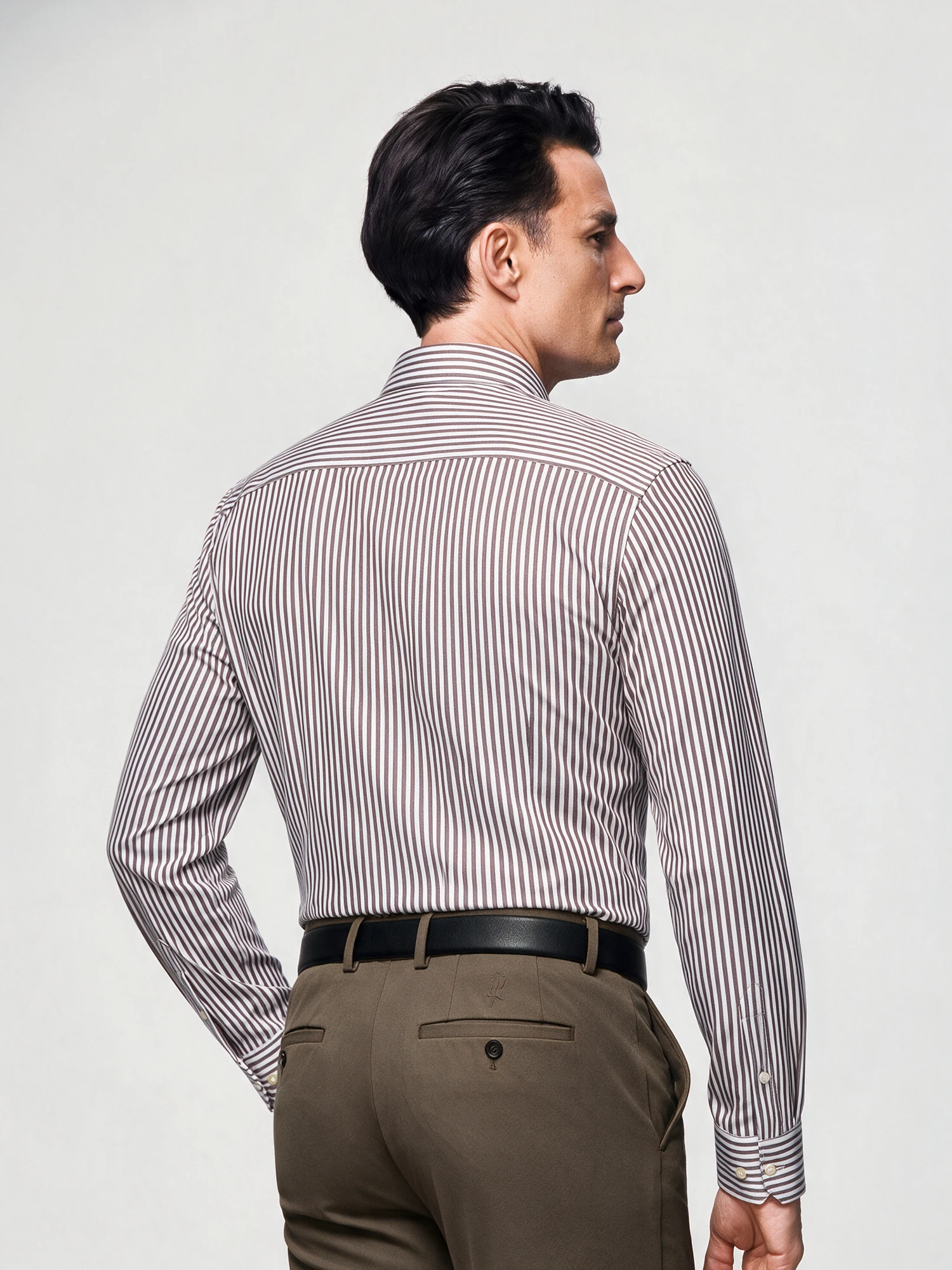 Warm Mocha Stripe Stretch Shirt