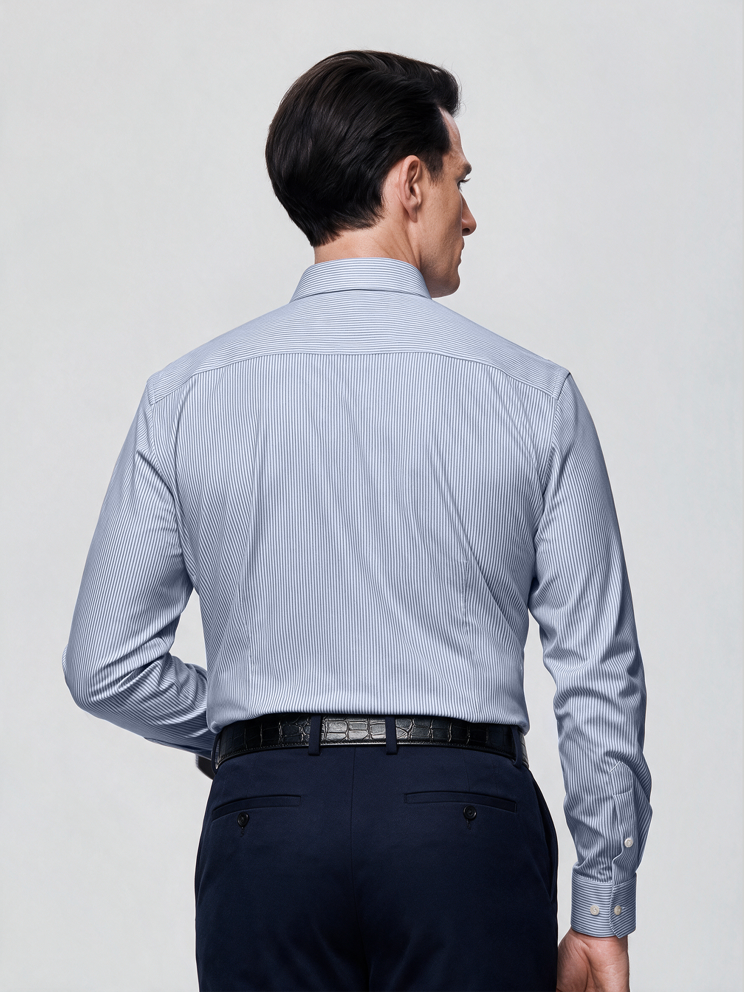 Ocean Blue Stripe Stretch Shirt