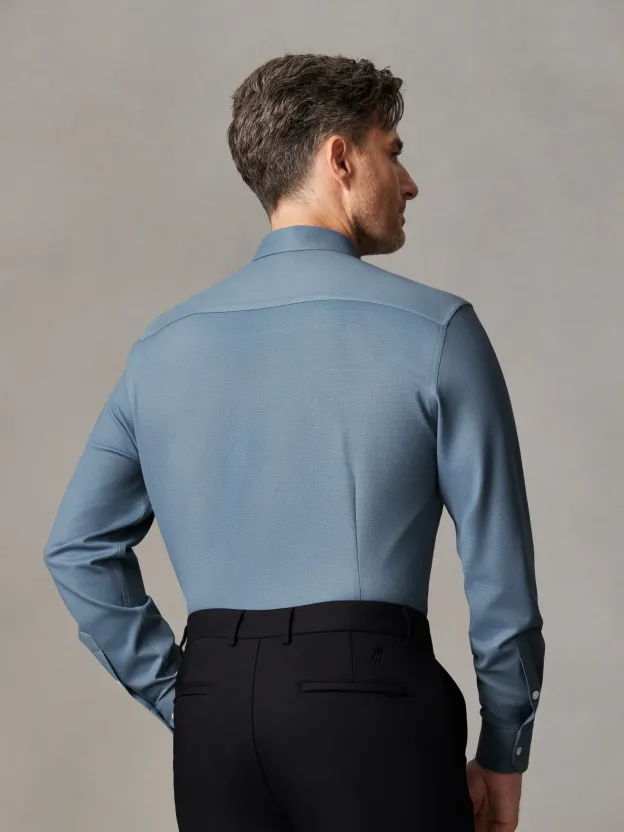 WarmTech Ultra Ice Blue Check Cashmere Stretch Shirt