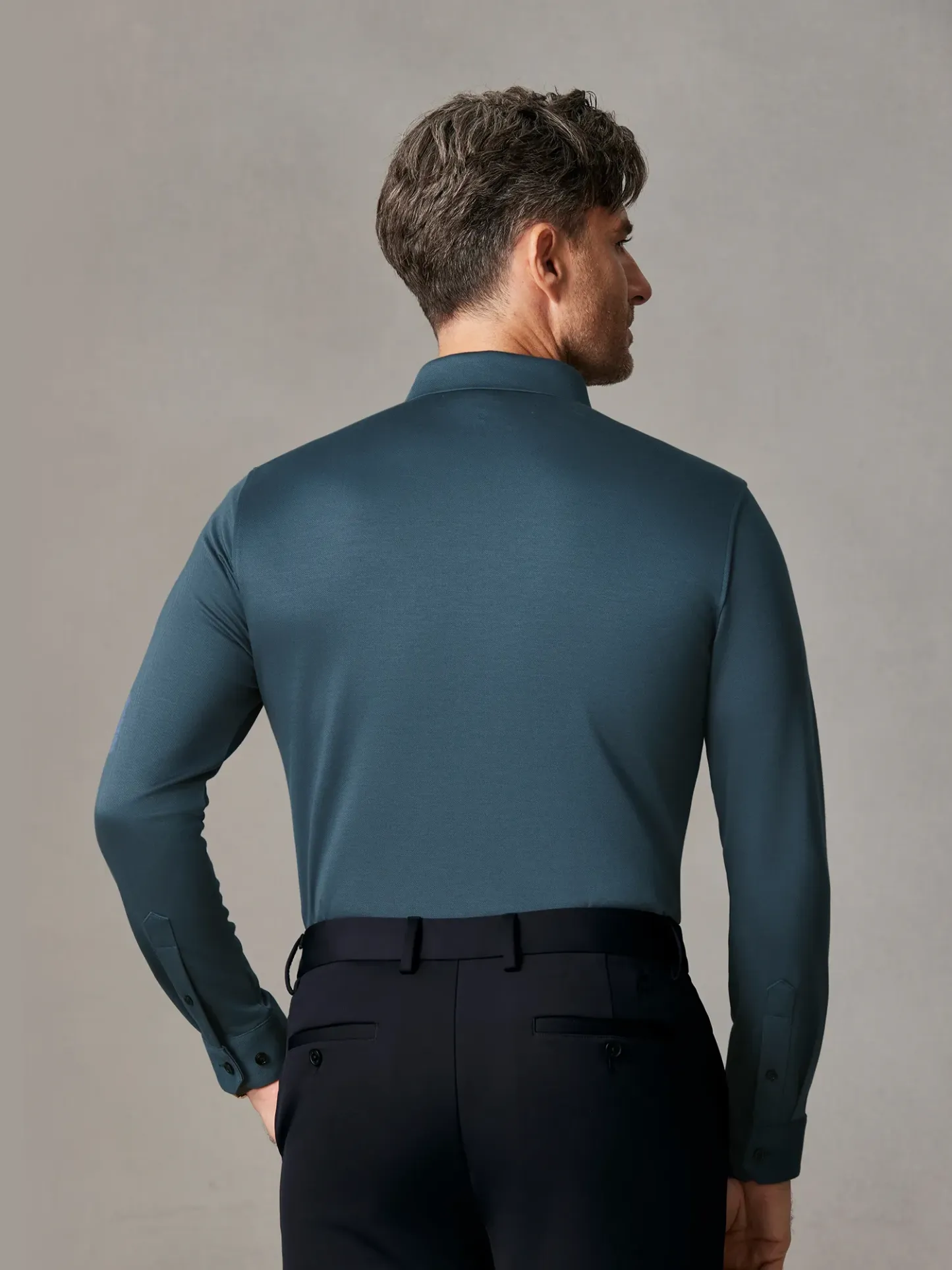 WarmTech Max Ocean Blue Silk Cashmere Stretch Polo