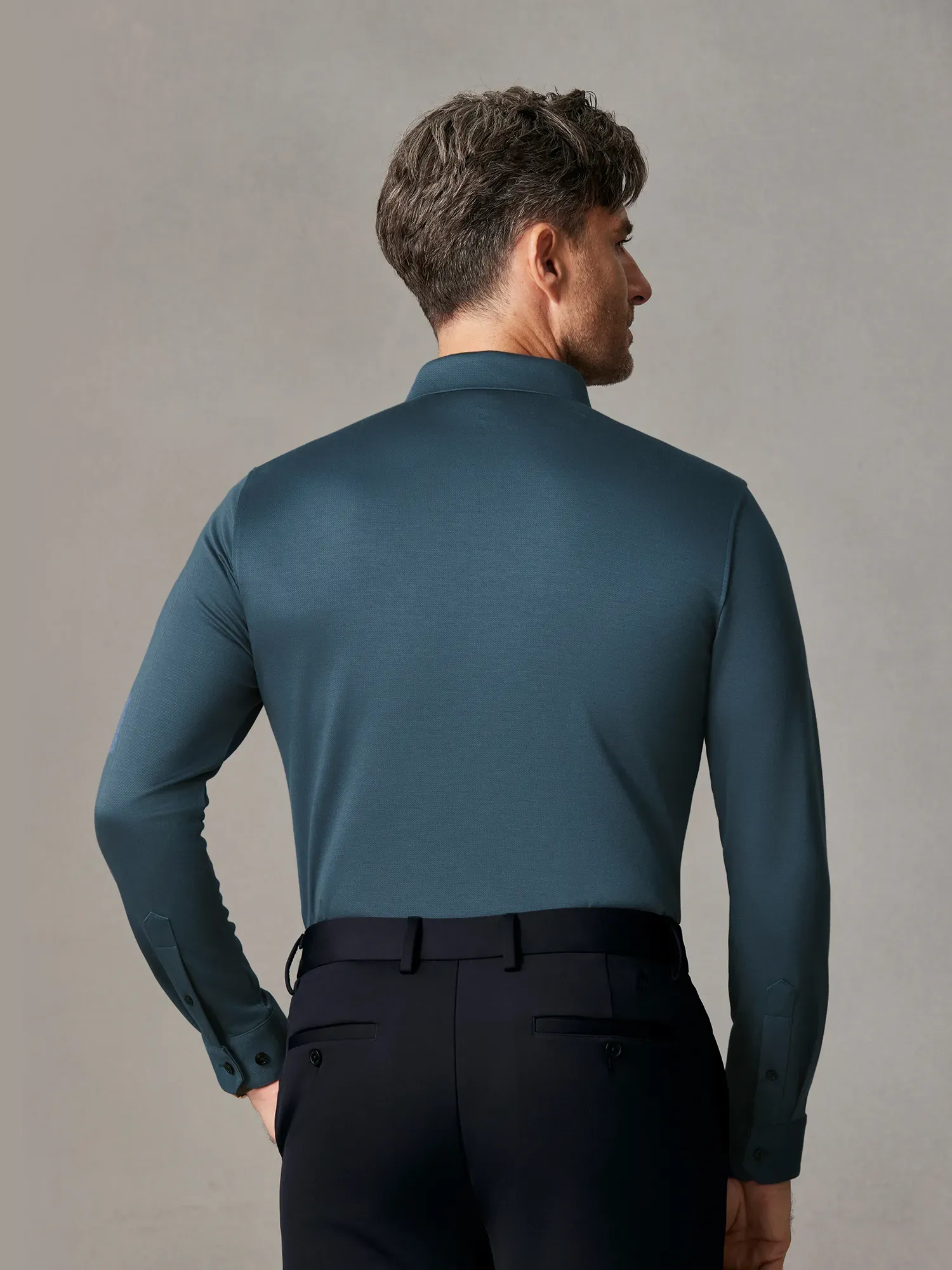 WarmTech Max Ocean Blue Silk Cashmere Stretch Polo