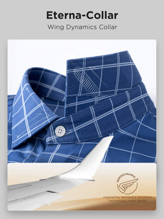 Cobalt Blue Omni-Stretch Check Dress Shirt