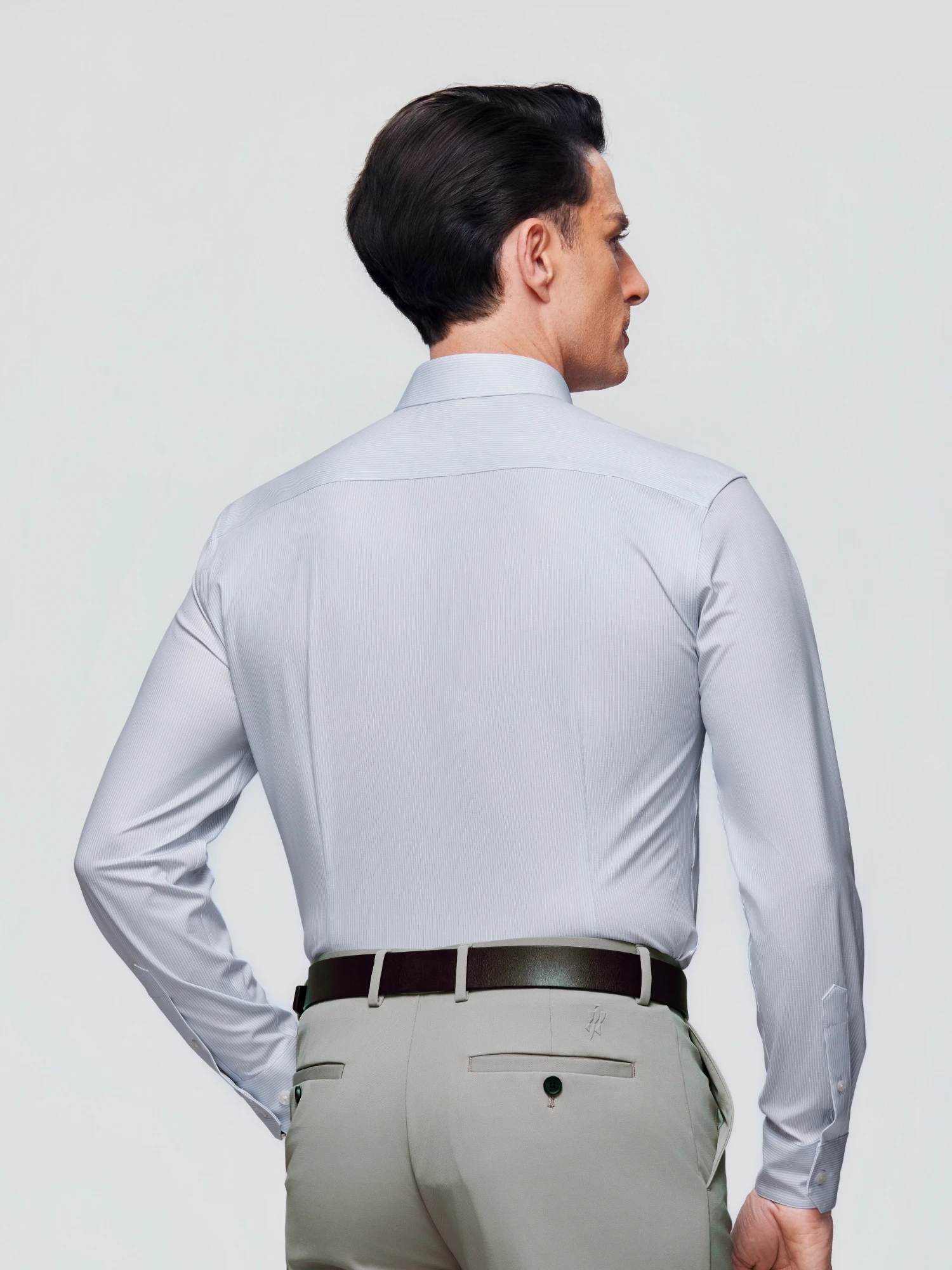 Snow Gray Stripe Stretch Shirt