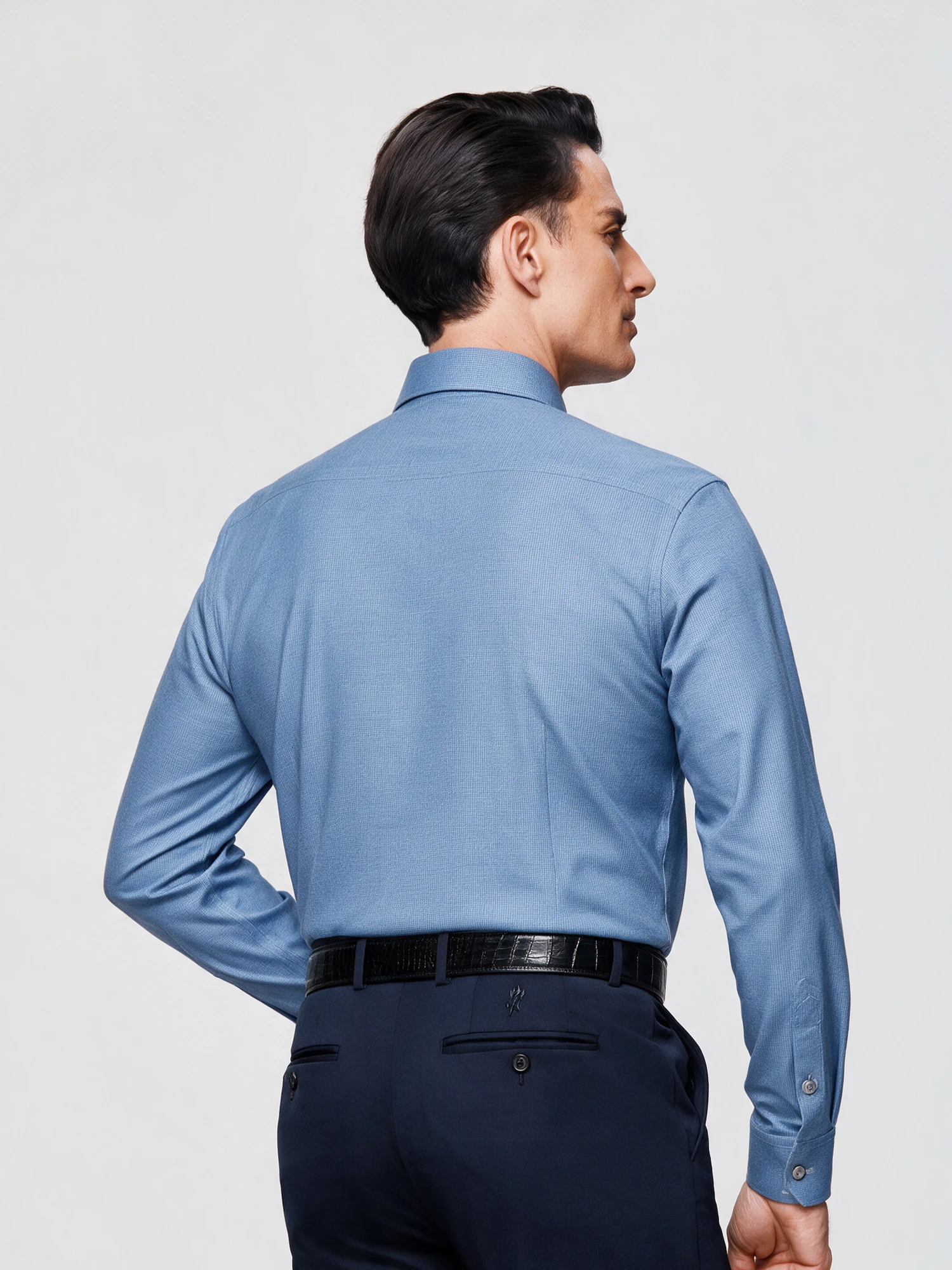 Ocean Blue Check Stretch Shirt