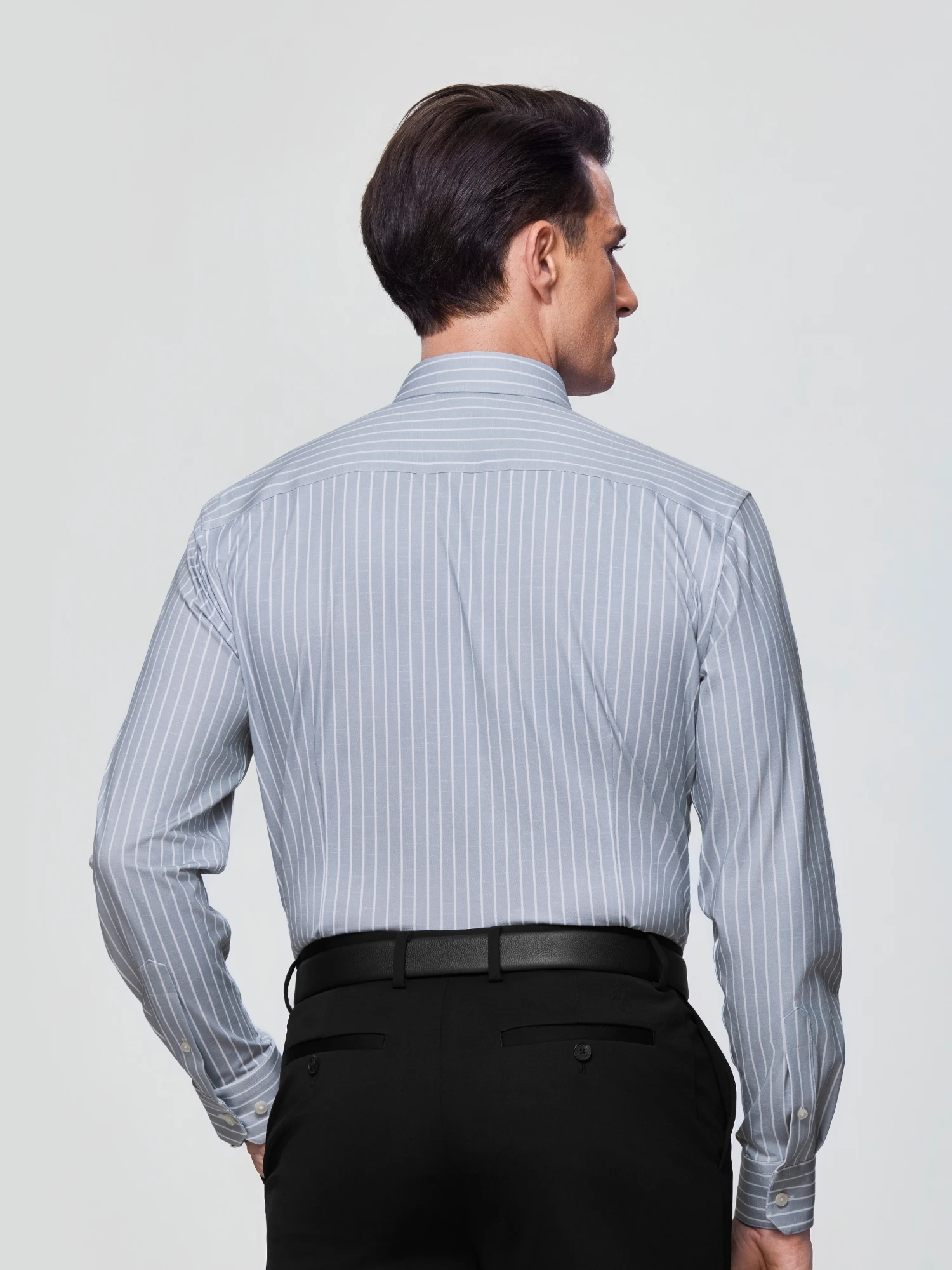 Dusk Rain Gray Stripe Stretch Shirt