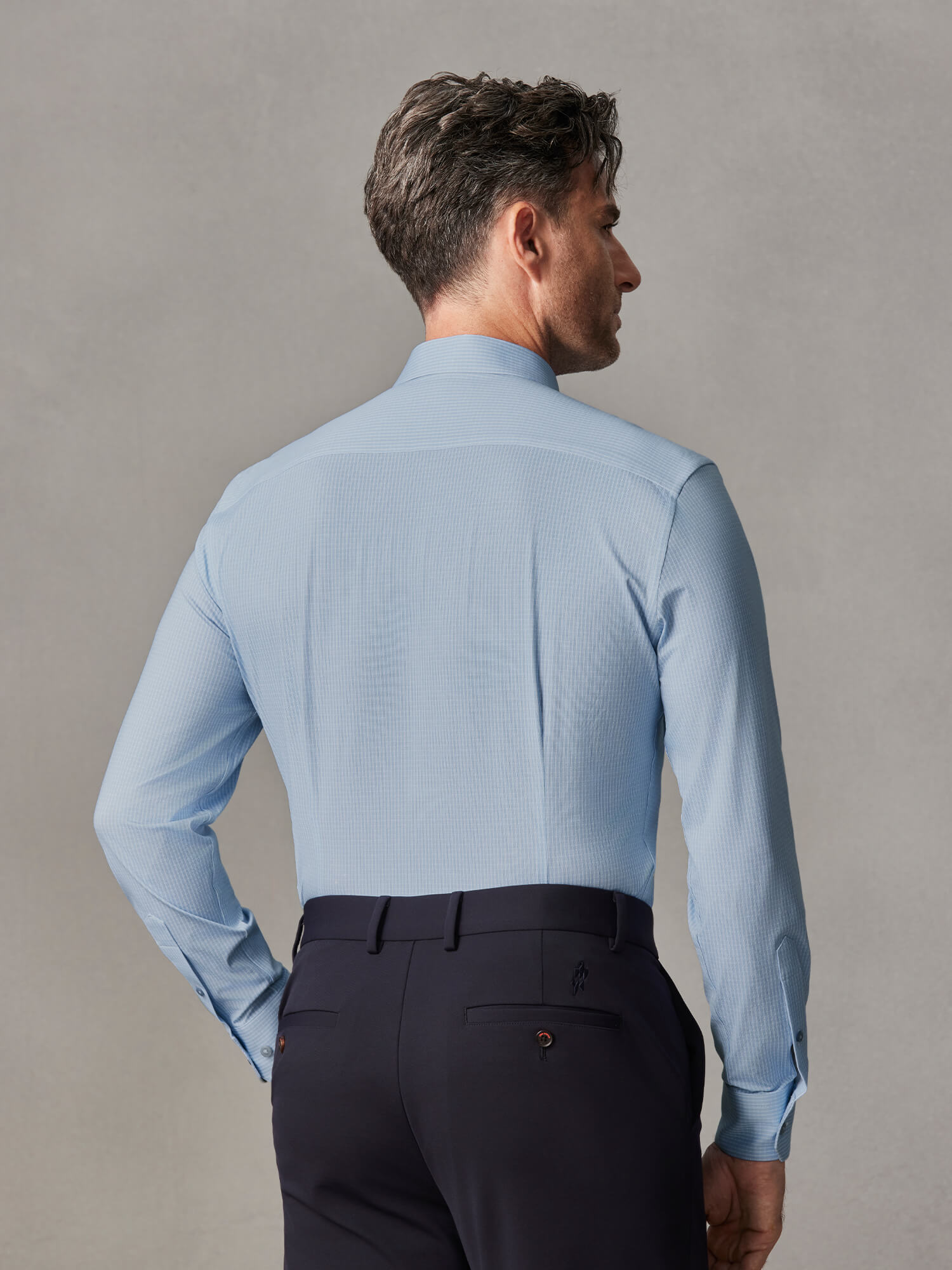 Aqua Sheen Slub Check Pima Cotton High-Stretch Dress Shirt-Own Dream Shirts-Dress Shirts for Men