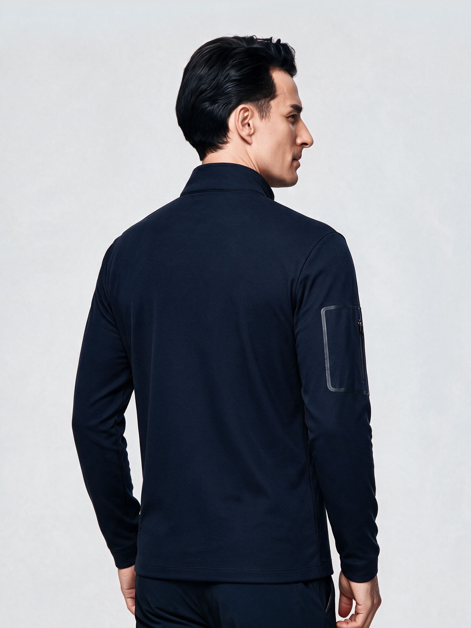 Deep Navy Long-Sleeve Stretch Polo