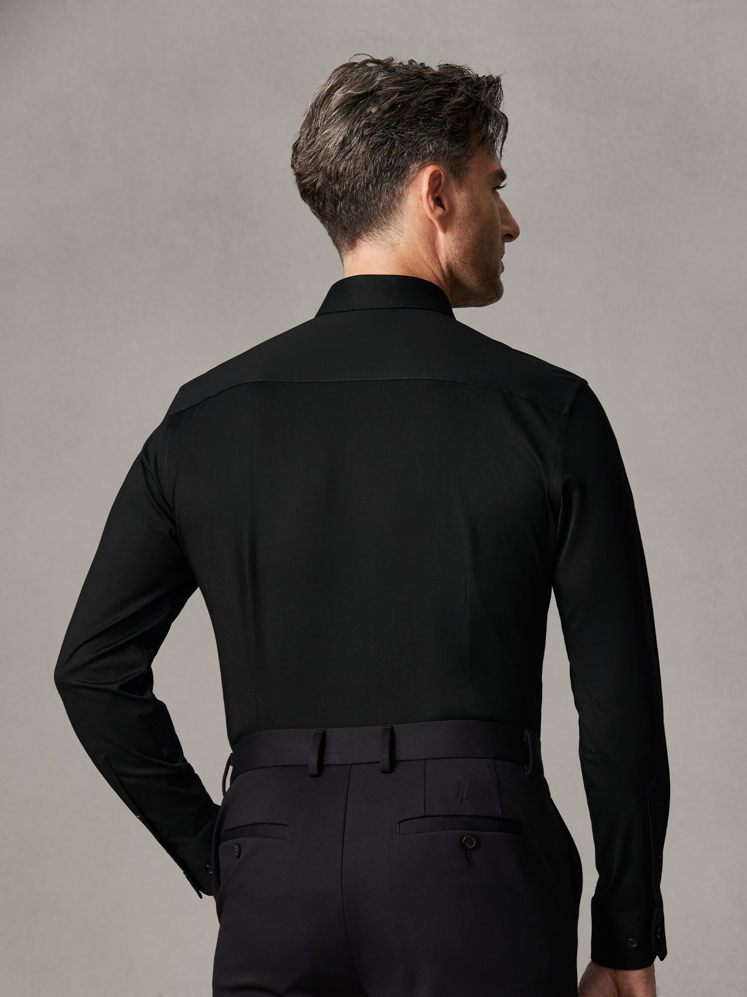 Non-Iron Stretch Black Shirt-Own Dream Shirts-Dress Shirts for Men
