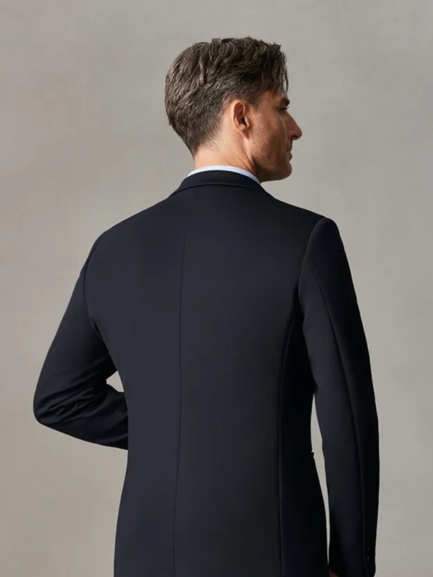 Falcon Navy Shadow Plaid Stretch Blazer