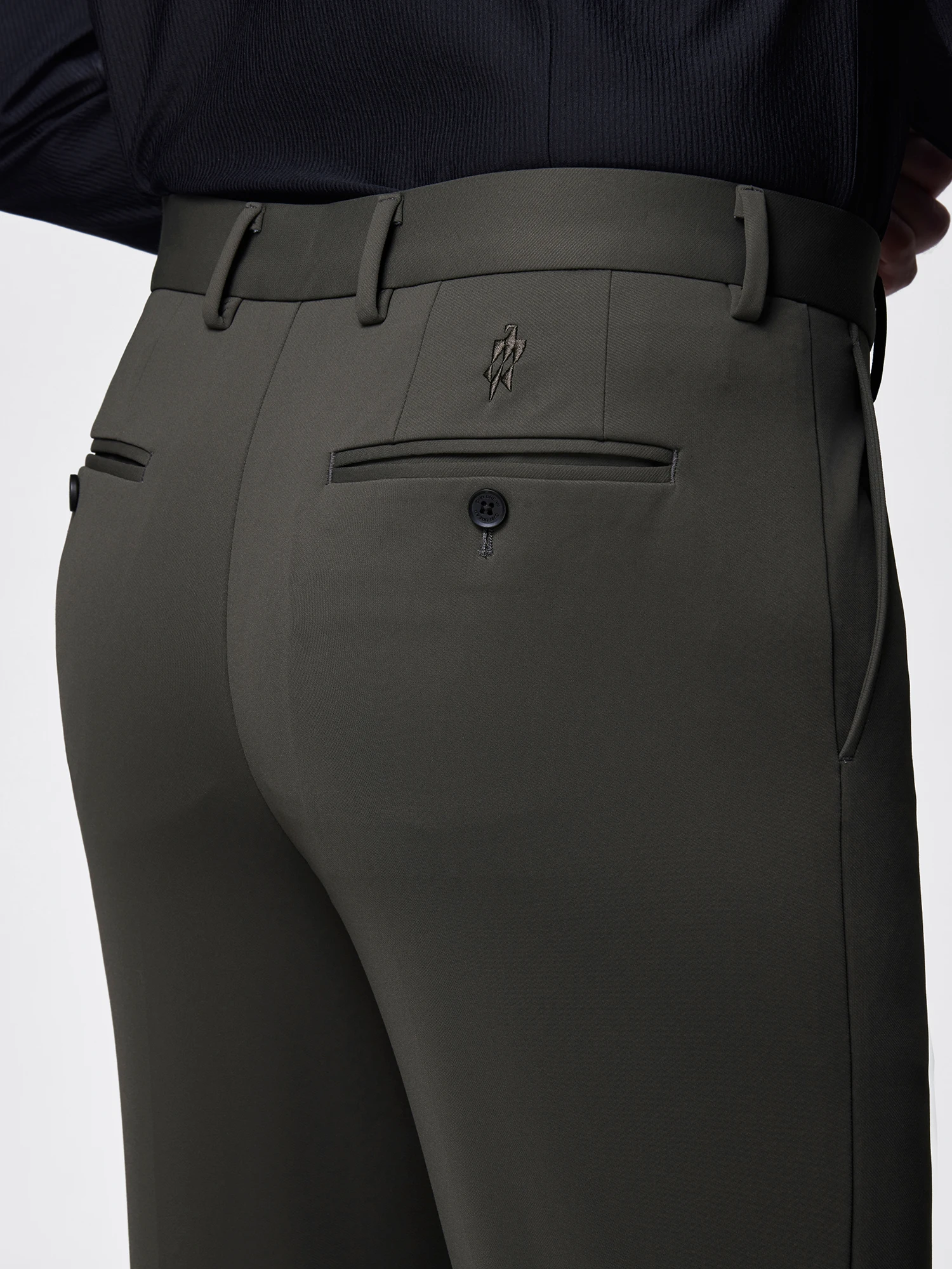 Amber Brown Silk Wool Stretch Casual Pants