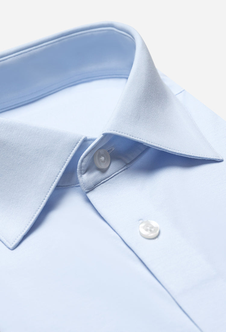 Non-Iron Stretch Supima Blue Short Sleeve Shirt-OWN DREAM Shirts