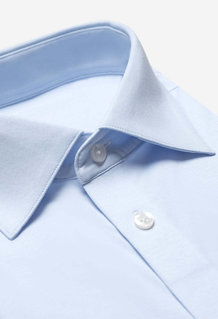Non-Iron Stretch Supima Blue Short Sleeve Shirt-OWN DREAM Shirts