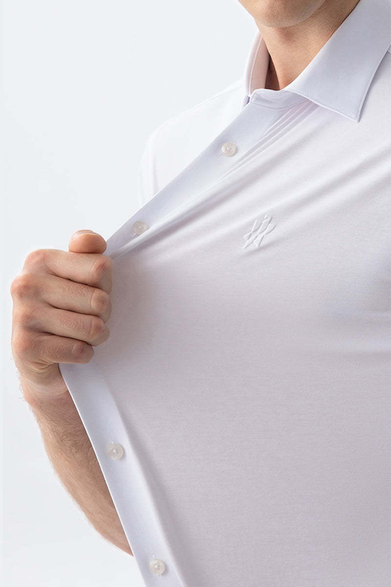 Non-Iron Stretch Supima White Short Sleeve Shirt-OWN DREAM Shirts