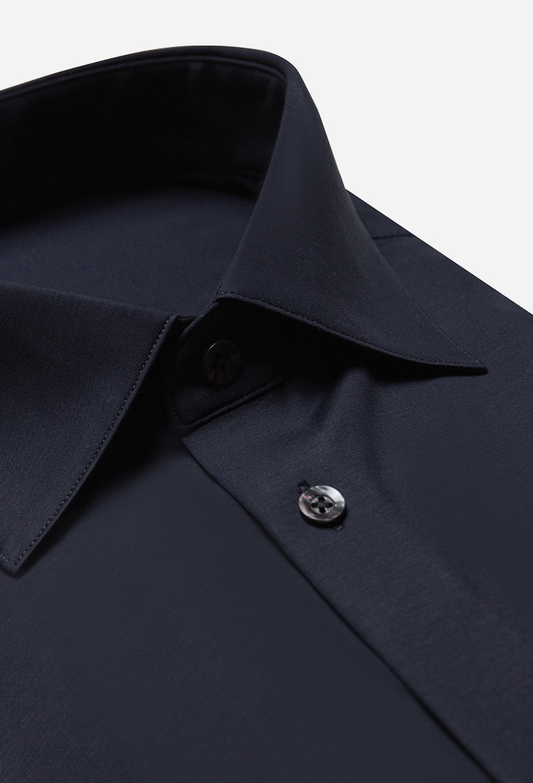 100S Thread Count Stretch Supima Dark Blue Short Sleeve Shirt-OWN DREAM Shirts