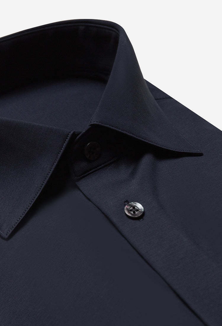 100S Thread Count Stretch Supima Dark Blue Short Sleeve Shirt-OWN DREAM Shirts
