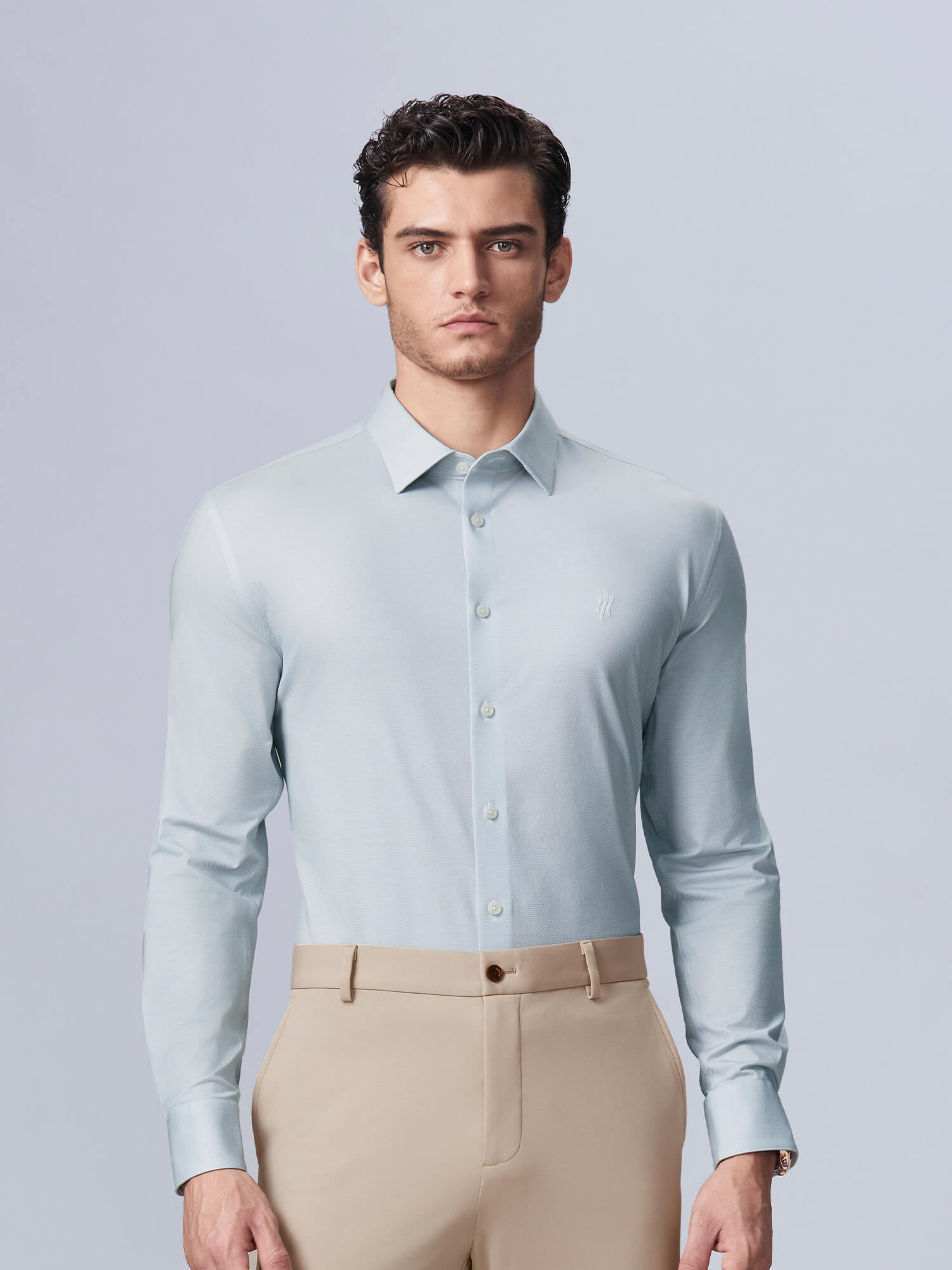 Frosted Moss Green High-Stretch Shirt
