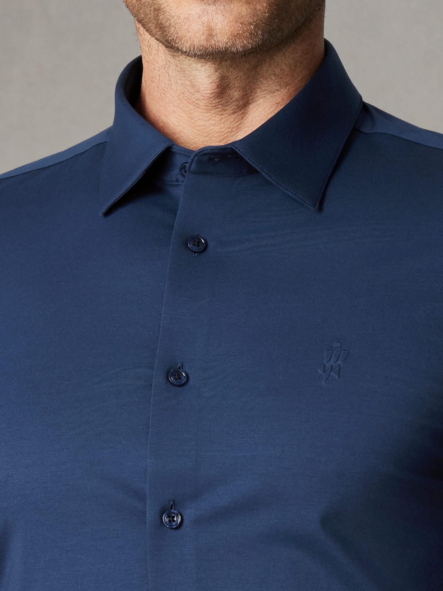 100S Thread Count High-Stretch Navy Blue Shirt