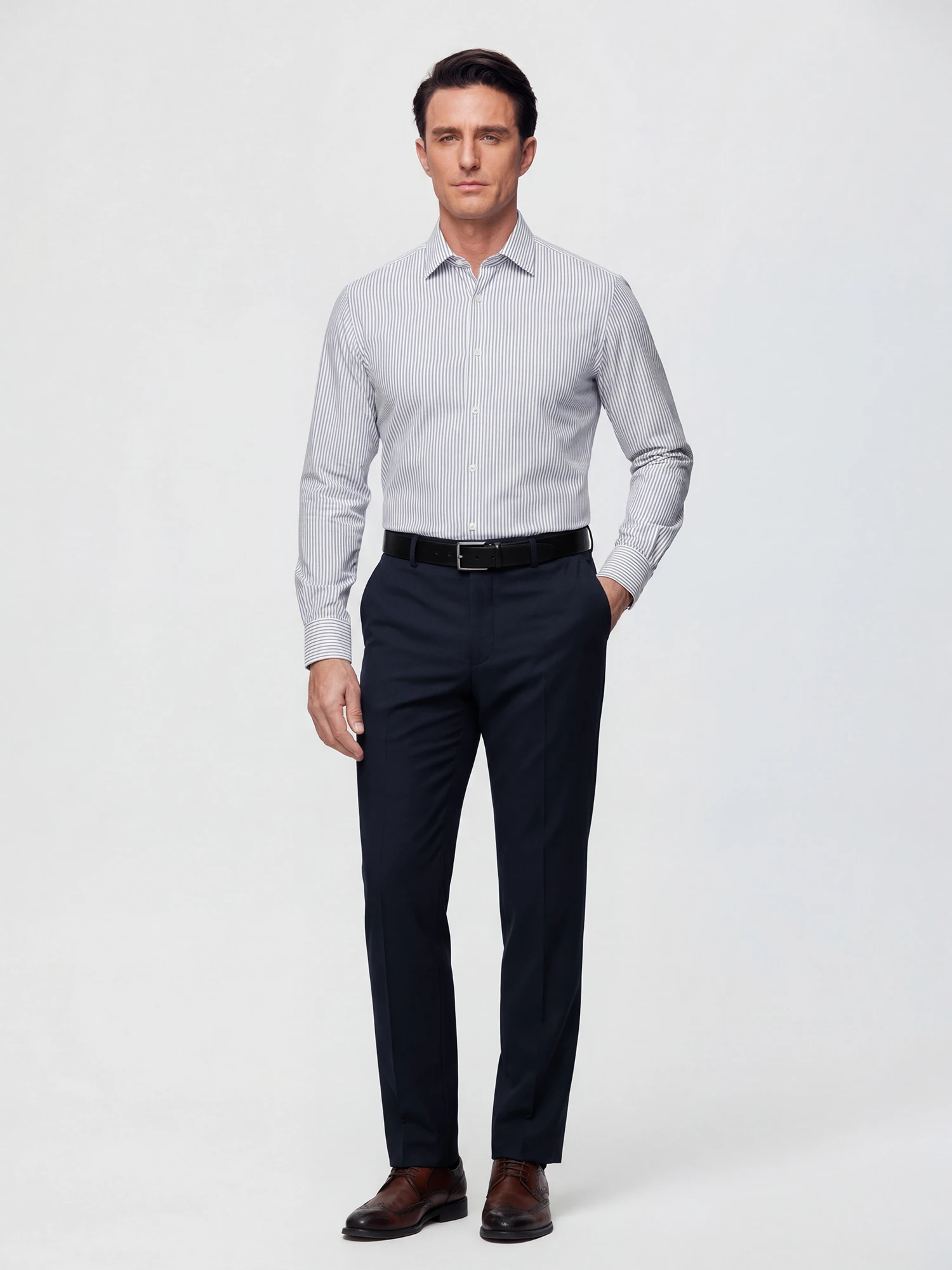 AirFlex Pro™ Stone Gray Stripe Stretch Shirt