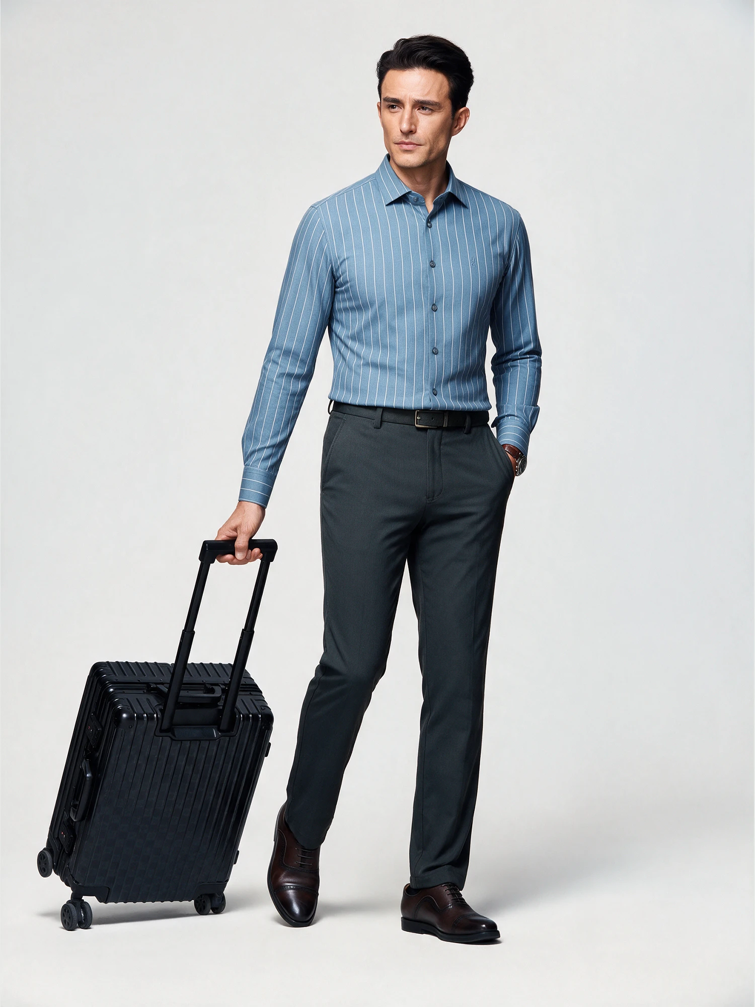 Ocean Mist Blue Stripe Stretch Shirt