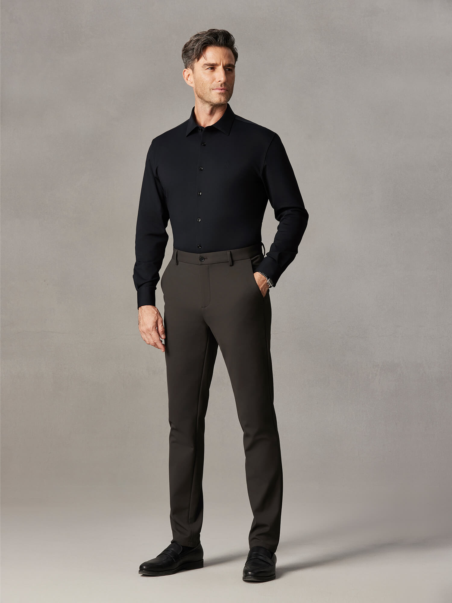 Ocean Teal Wool Check High-Stretch Shirt-Own Dream Shirts-Dress Shirts for Men