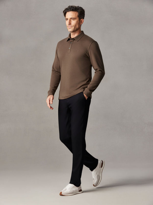 Desert Mocha Long-Sleeve Stretch Polo