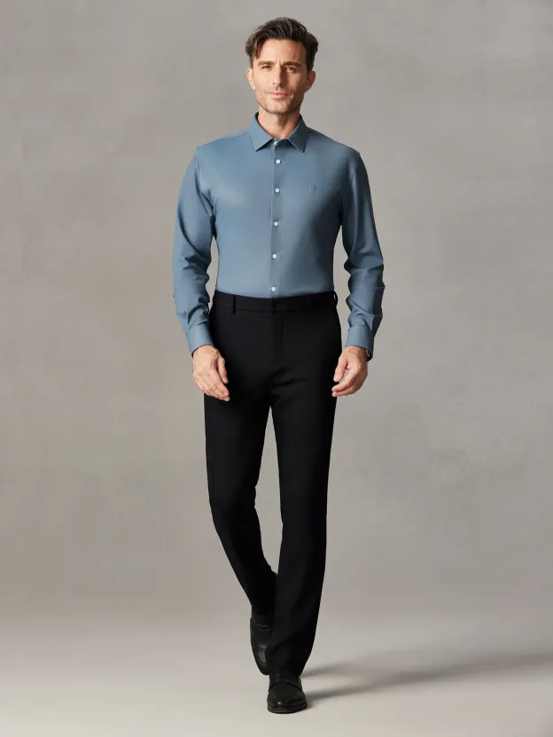 WarmTech Ultra Ice Blue Check Cashmere Stretch Shirt