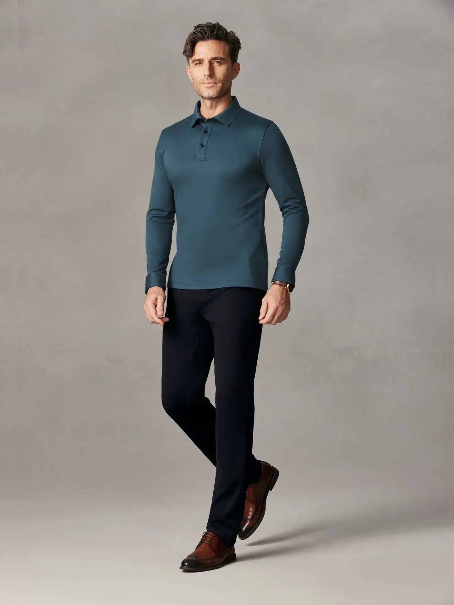 WarmTech Max Ocean Blue Silk Cashmere Stretch Polo