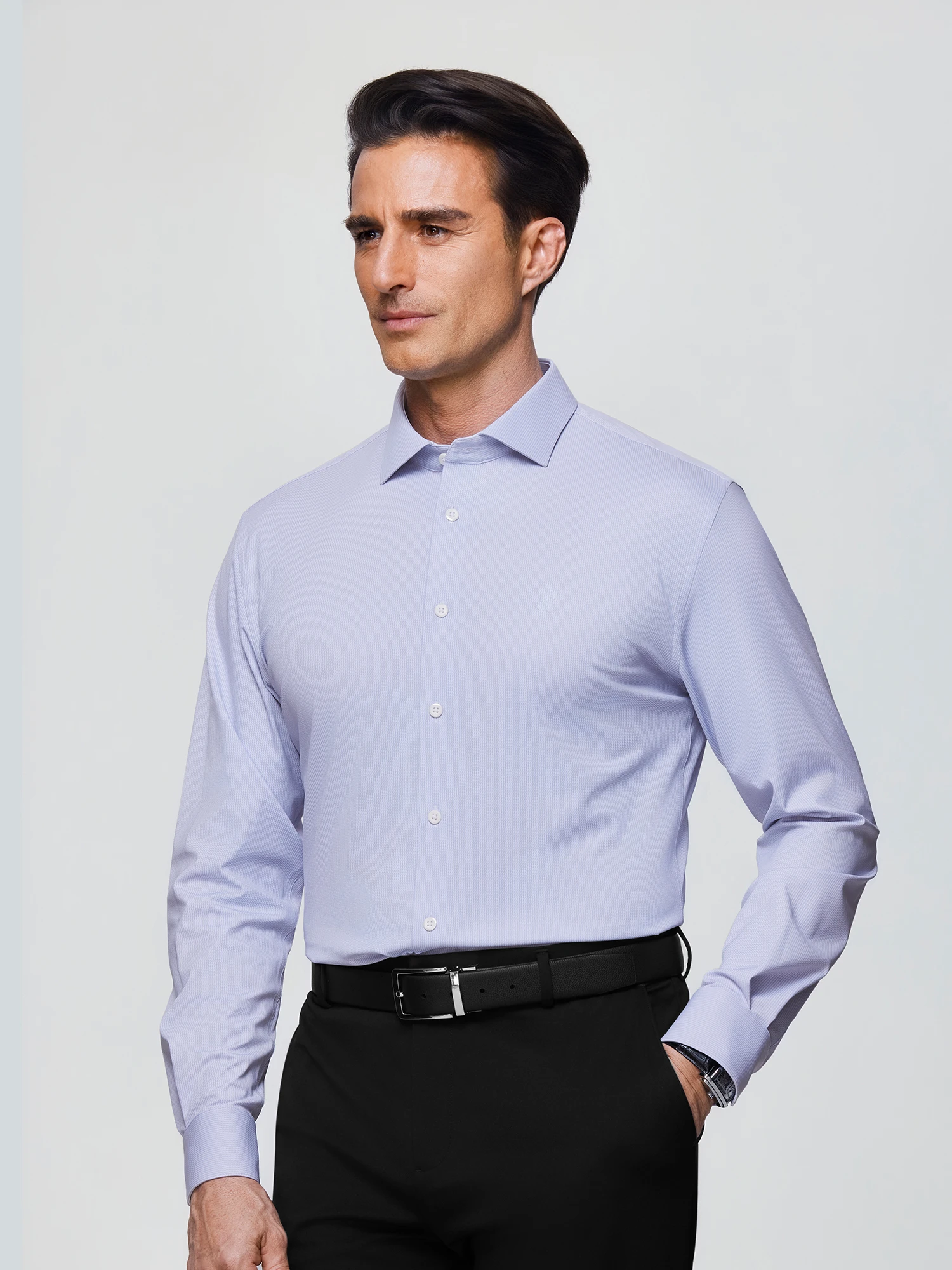 Light Purple Stripe Stretch Shirt