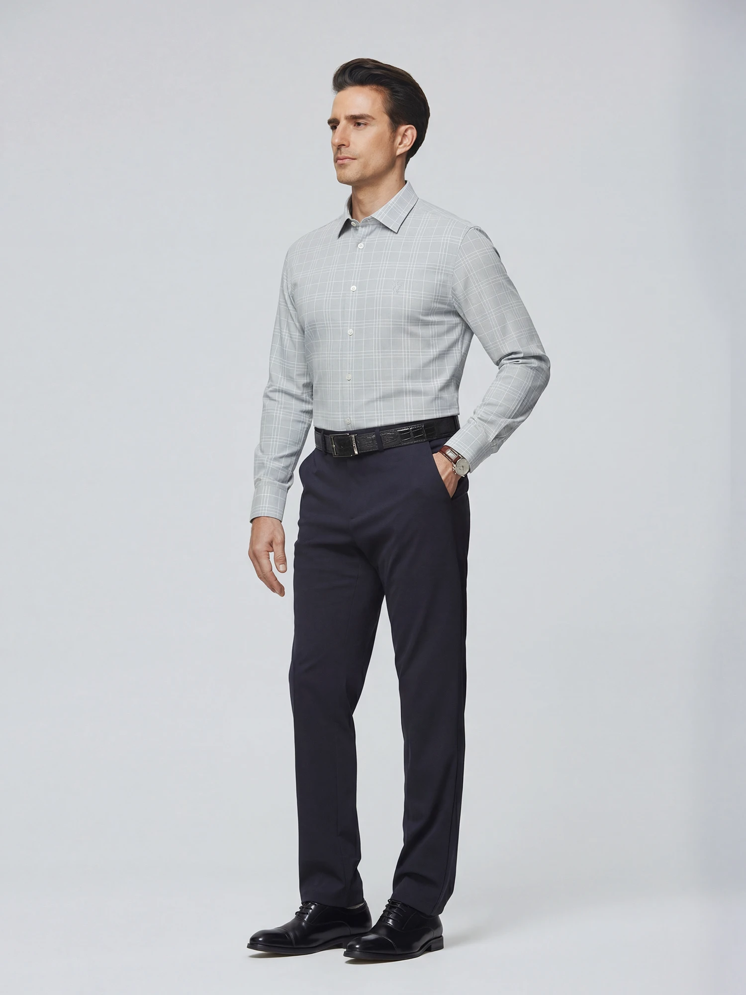 AirFlex Pro™ Mist Gray Check Stretch Shirt