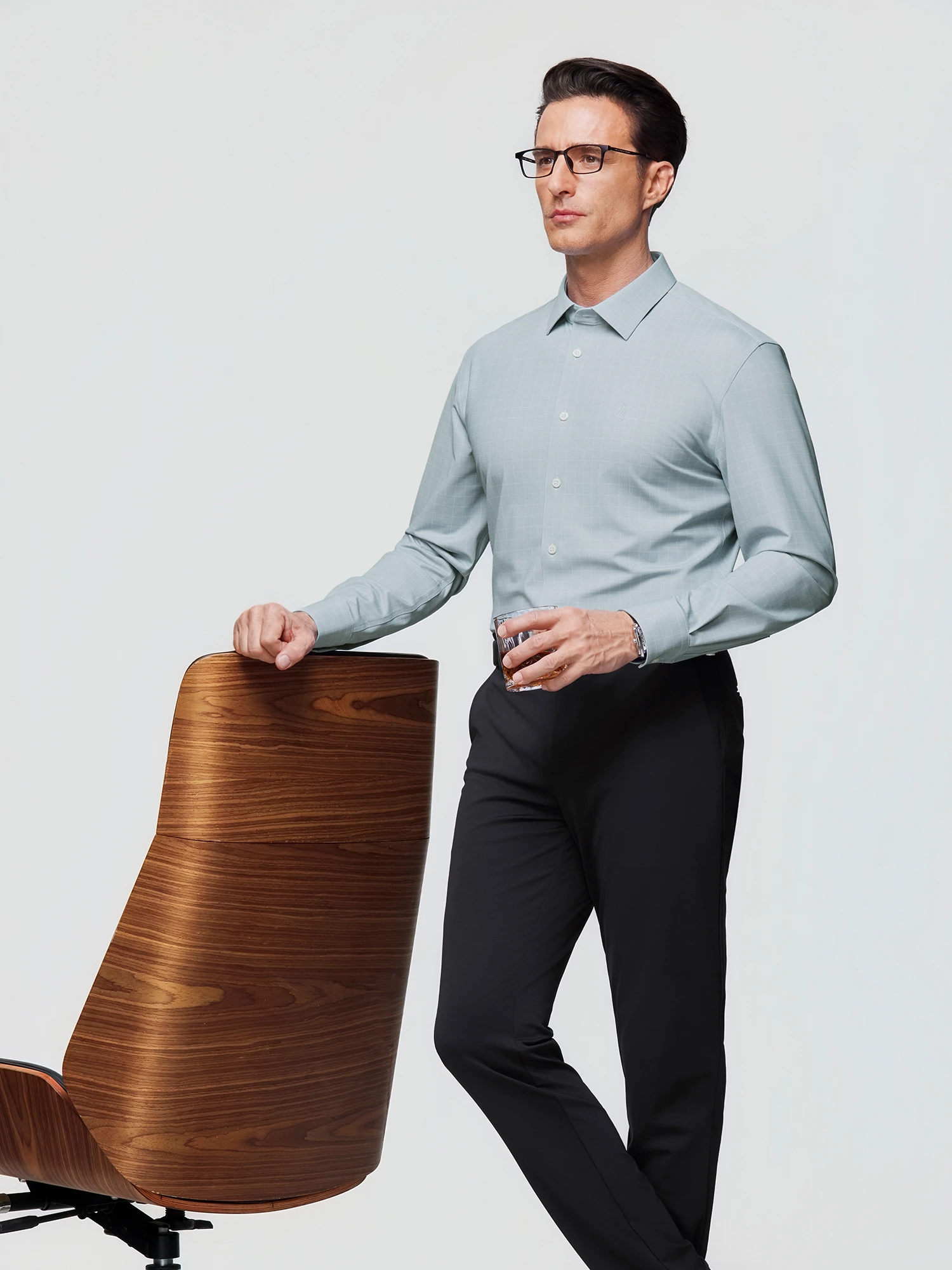 Snow Gray Stripe Stretch Shirt
