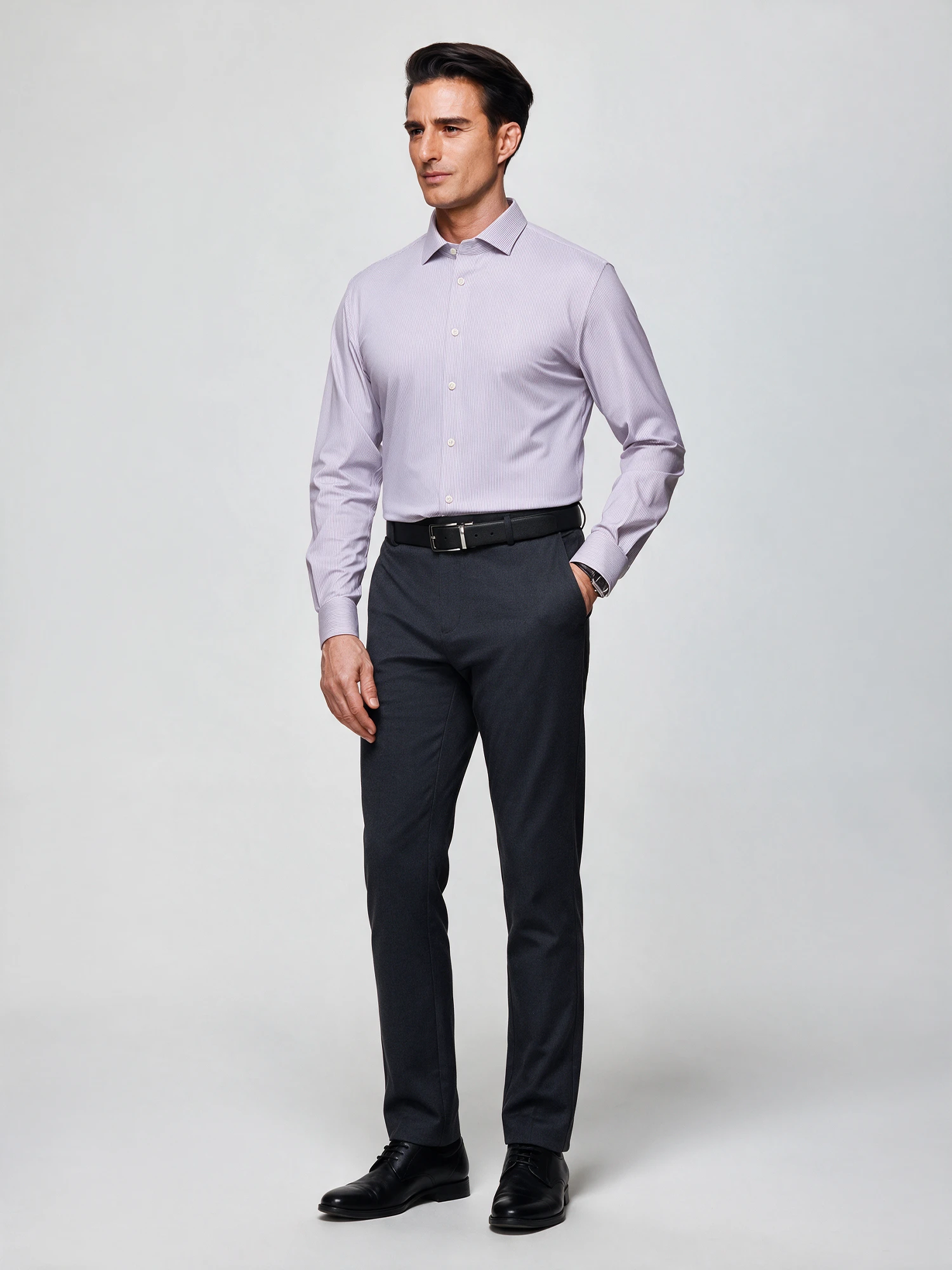 Mauve Stripe Stretch Shirt