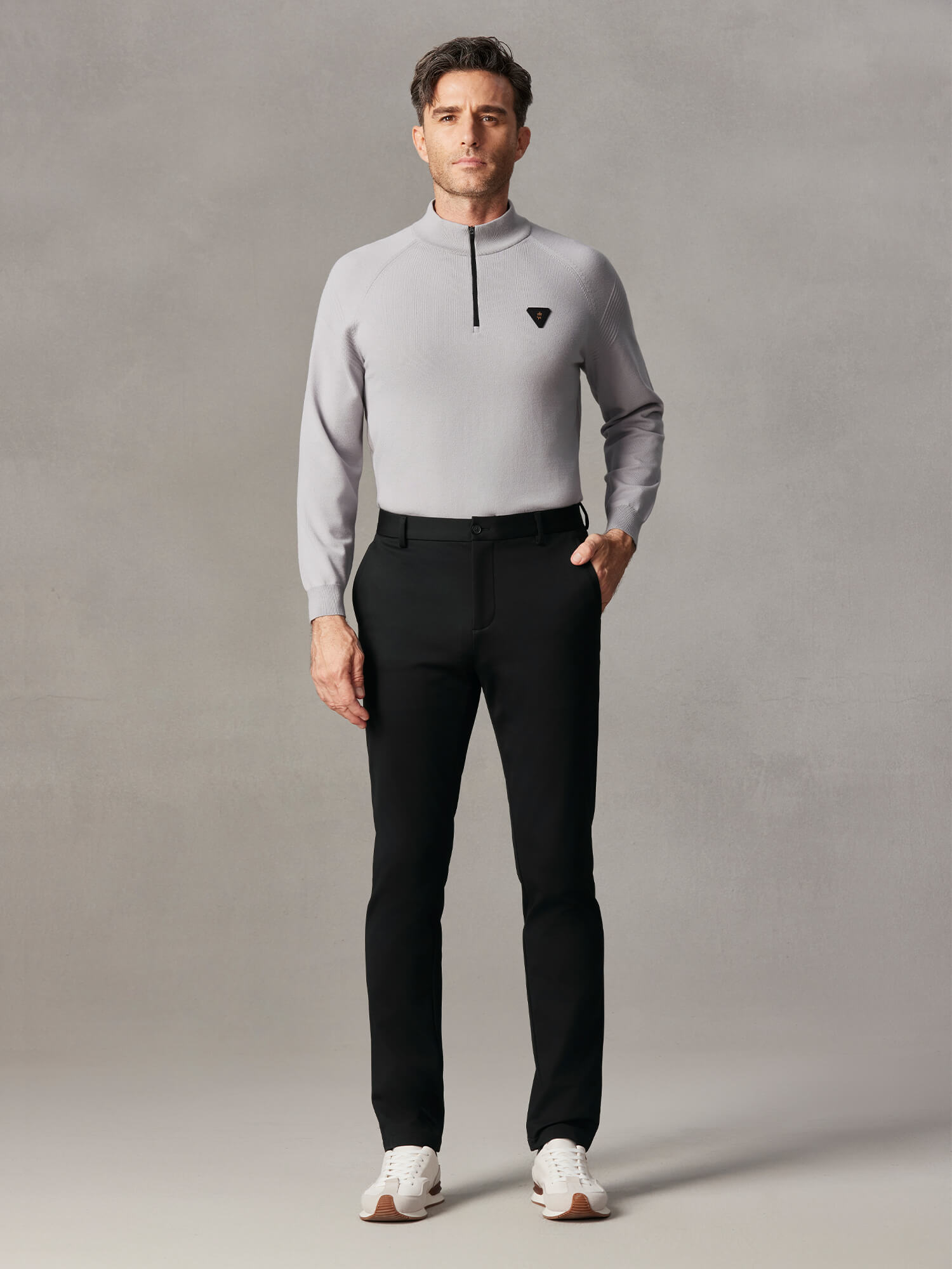 OWNDREAM stretch pants styled with a light knit
