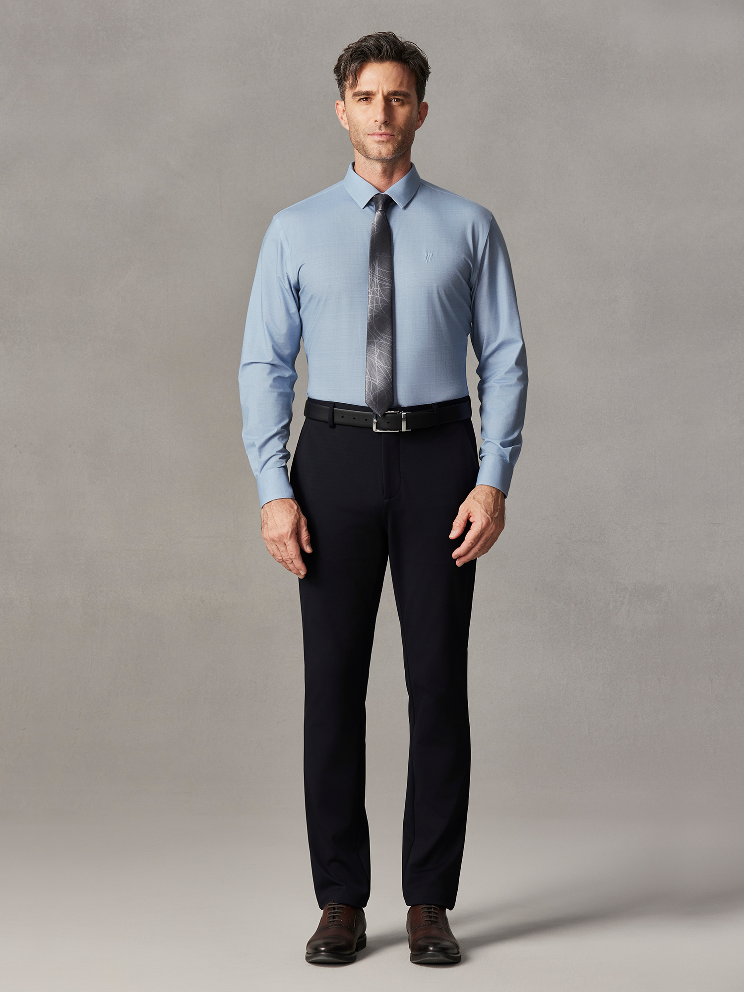 Sky Drift Pima Cotton High-Stretch Mulberry Silk Dress Shirt-Own Dream Shirts-Dress Shirts for Men