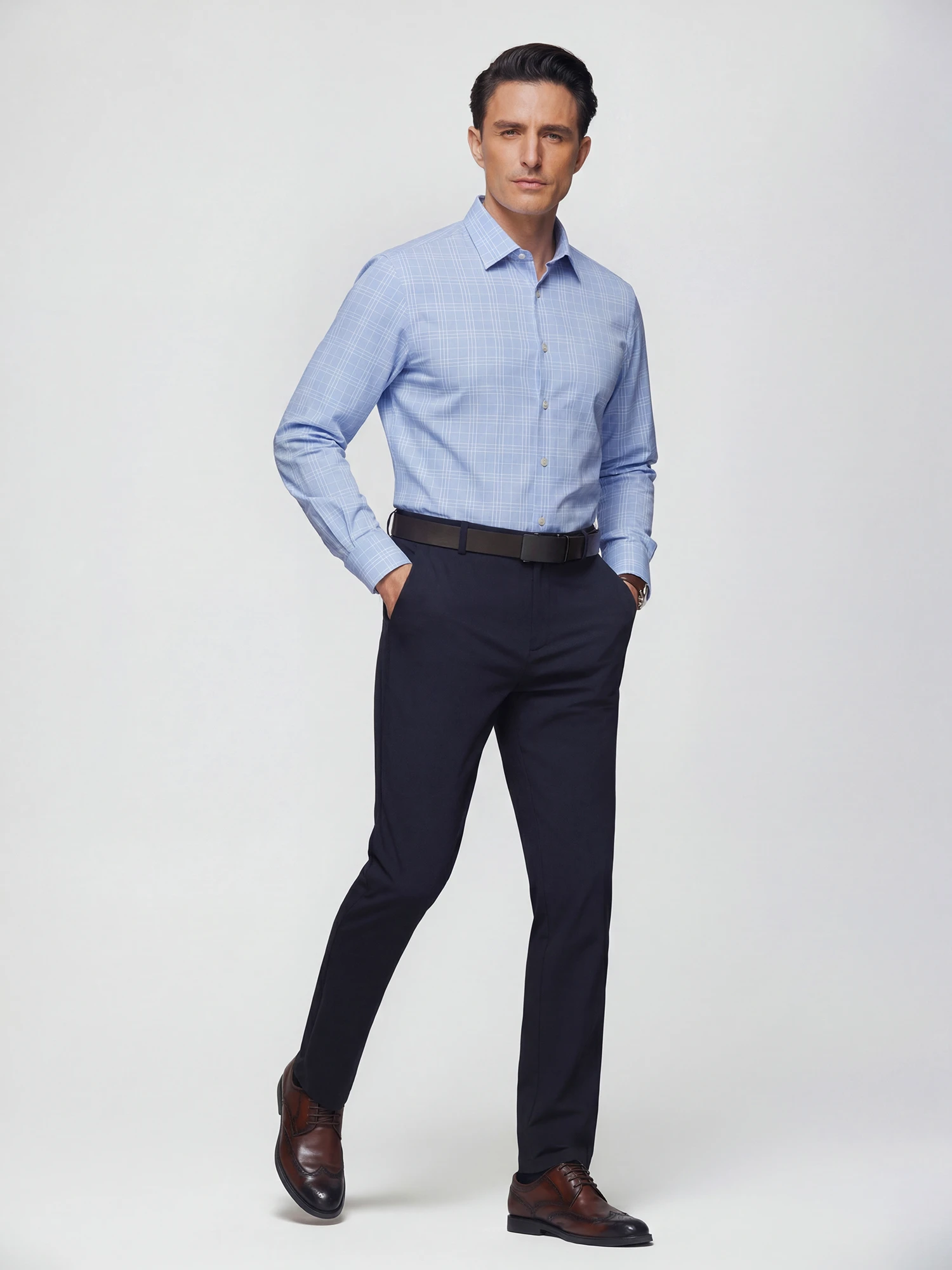 AirFlex Pro™ Sky Blue Check Stretch Shirt