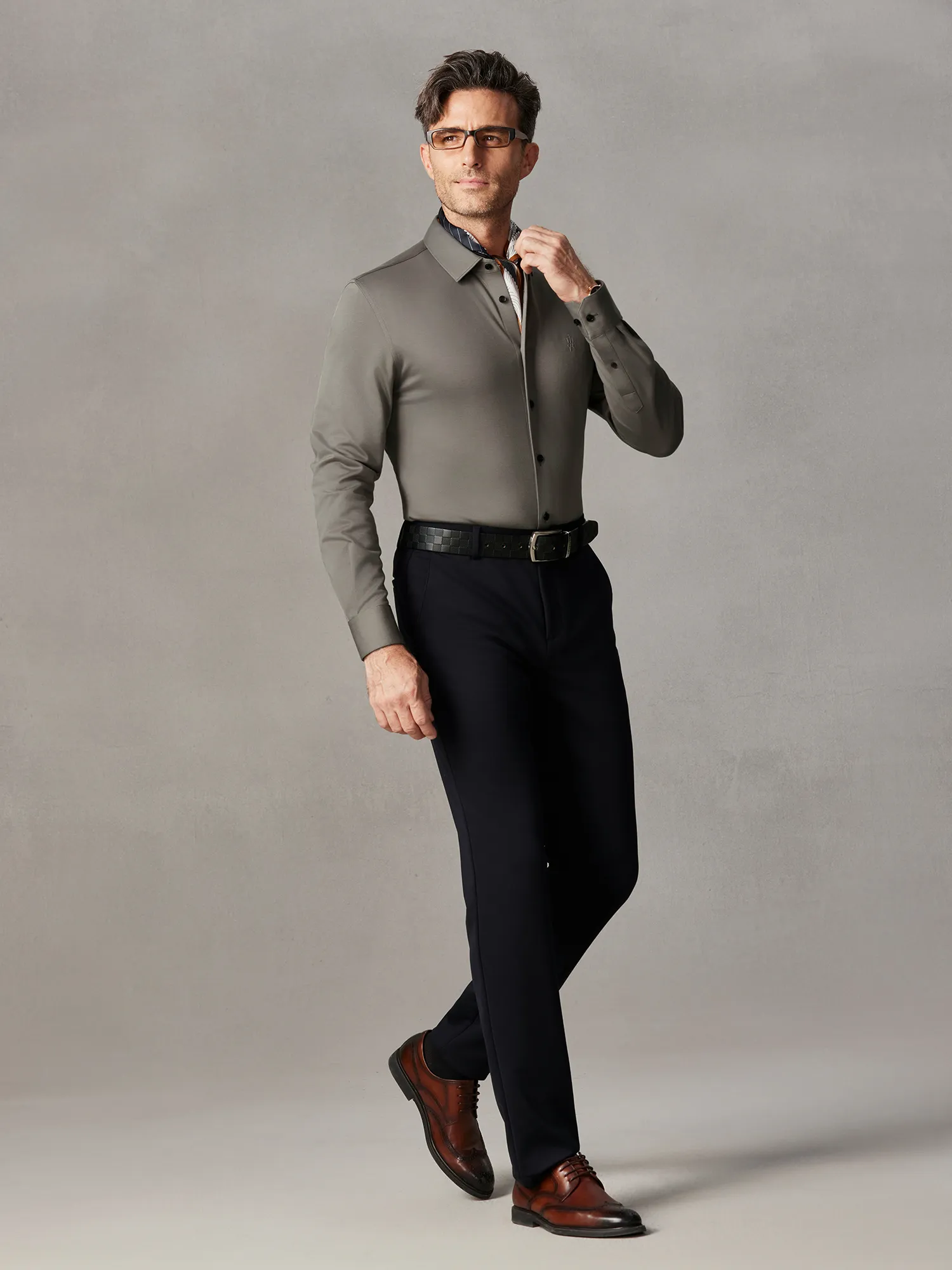 Dawn Gray Cashmere Stretch Shirt
